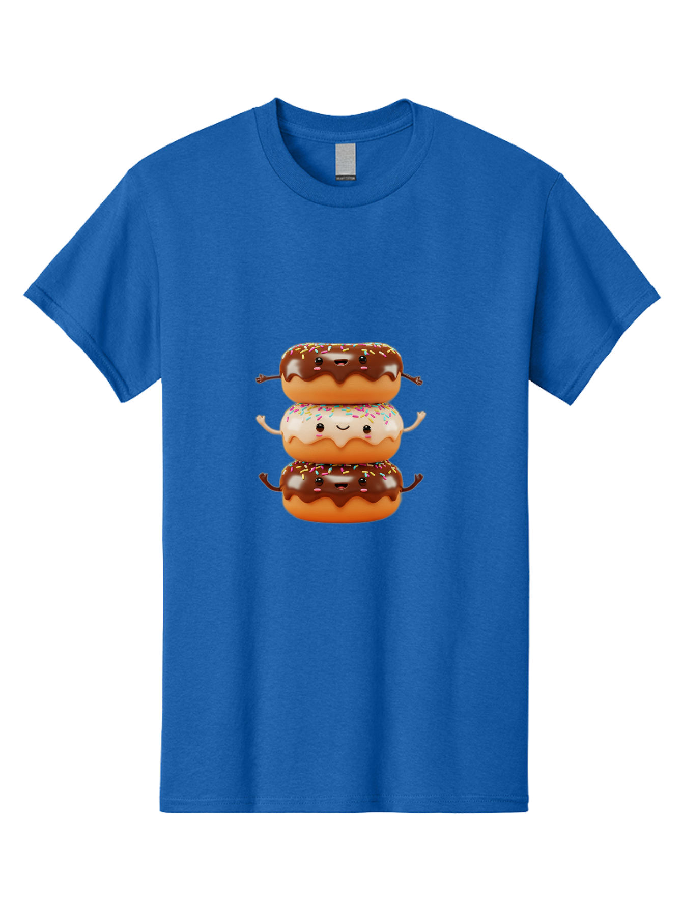 Donut-Stack Men'S Graphic Tee, 100% Cotton, Comfortable Casual Summer Wear, Machine Washable, Stacked Donuts, Chocolate Glazed Donut, Sprinkles Donut, Smiling Faces, Colorful Sweets, Playful Pastries, Sweet Treats, Dessert Lovers, Donut Stack, Baa514