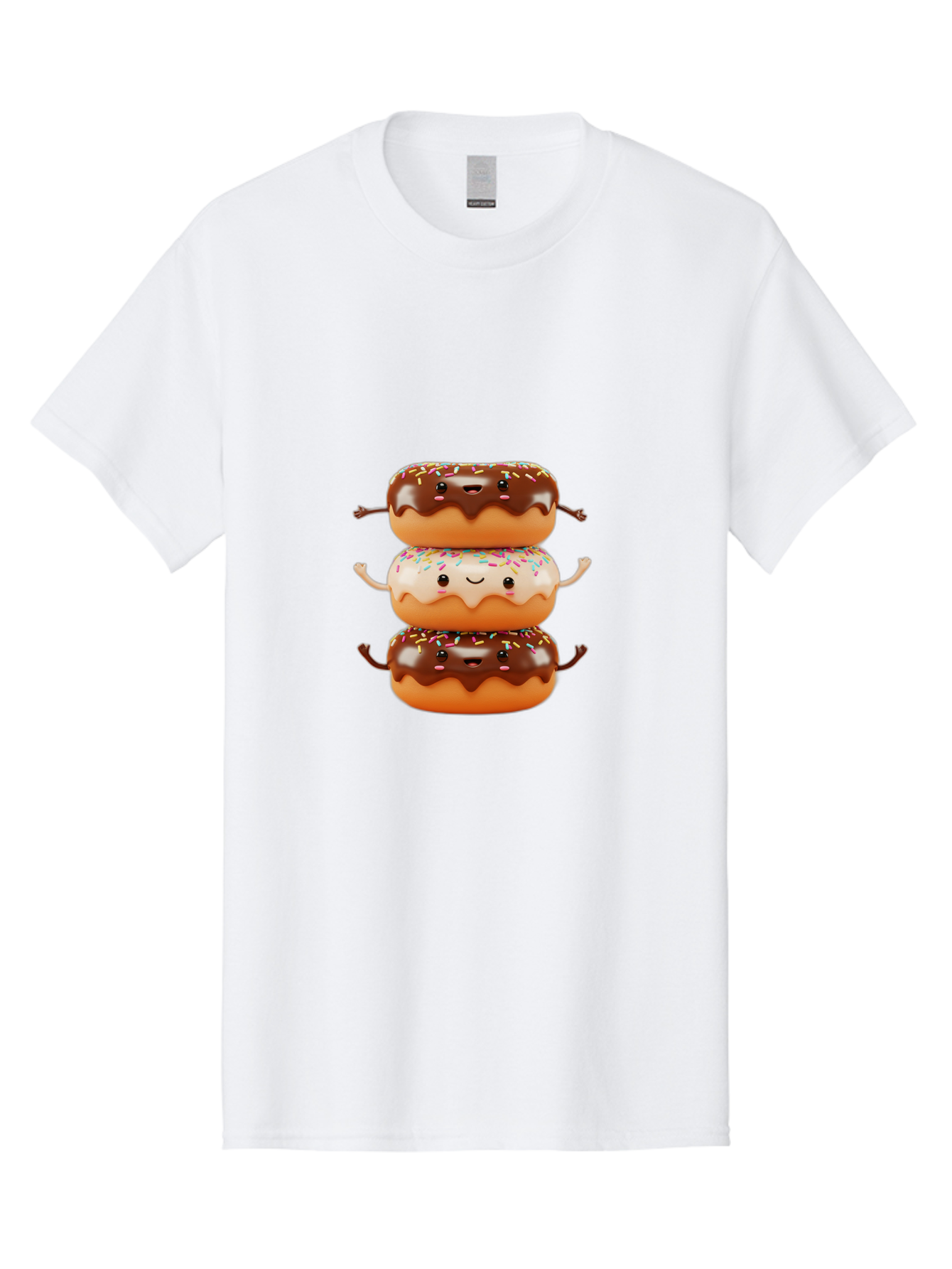 Donut-Stack Men'S Graphic Tee, 100% Cotton, Comfortable Casual Summer Wear, Machine Washable, Stacked Donuts, Chocolate Glazed Donut, Sprinkles Donut, Smiling Faces, Colorful Sweets, Playful Pastries, Sweet Treats, Dessert Lovers, Donut Stack, Baa514