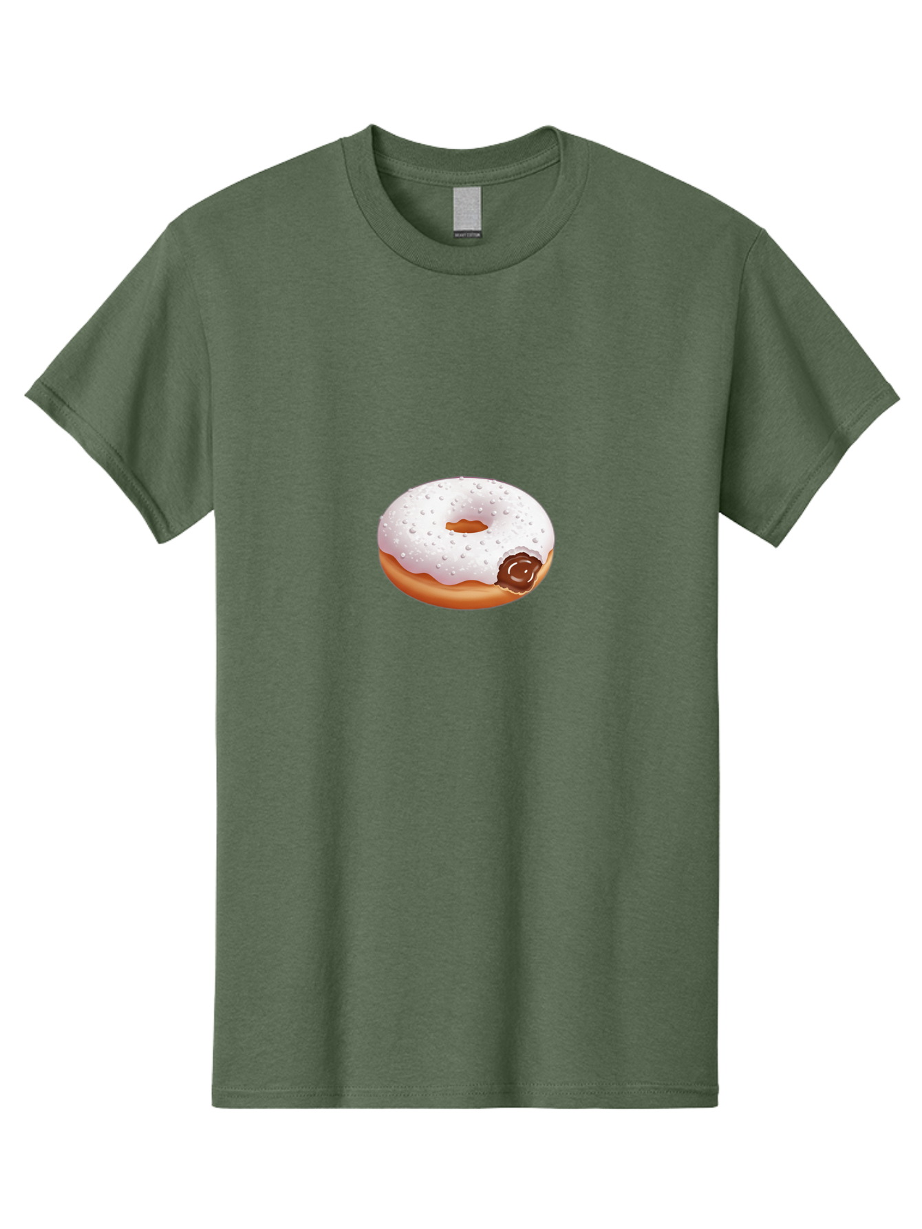 Donut-With-White-Icing Men'S Graphic Tee, 100% Cotton, Comfortable Casual Summer Wear, Machine Washable, White Iced Donut, Chocolate Filling, Sweet Treats, Baked Goods, Dessert, Tasty Pastries, Donut With Icing Baa516
