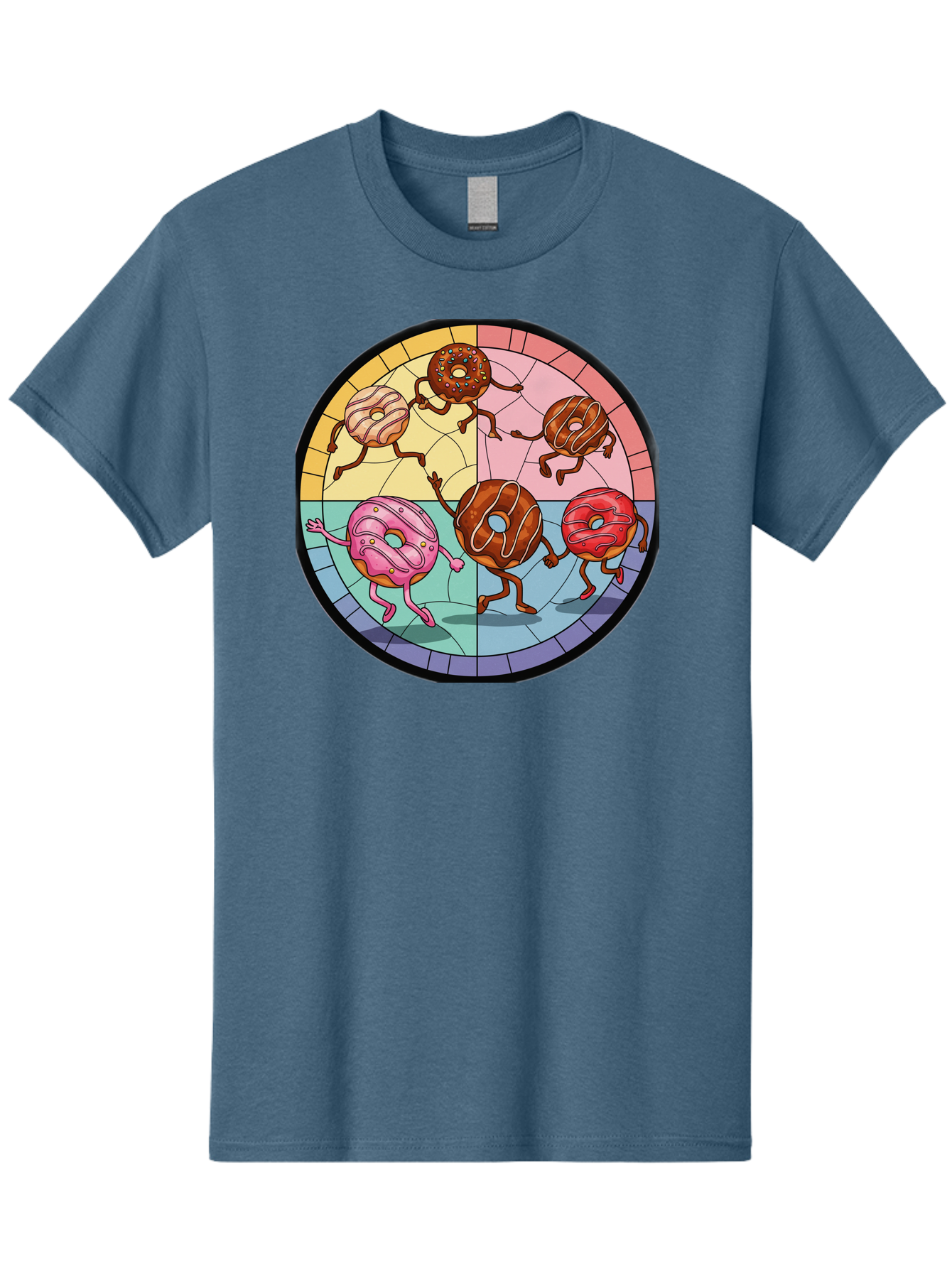Donuts-Dancing-1 Men'S Graphic Tee, 100% Cotton, Comfortable Casual Summer Wear, Machine Washable, Donuts Dancing, Cartoon Donuts, Sweet Treats, Colorful Illustration, Playful Art, Pastry Characters, Whimsical Design, Tasty Delights, Baa522