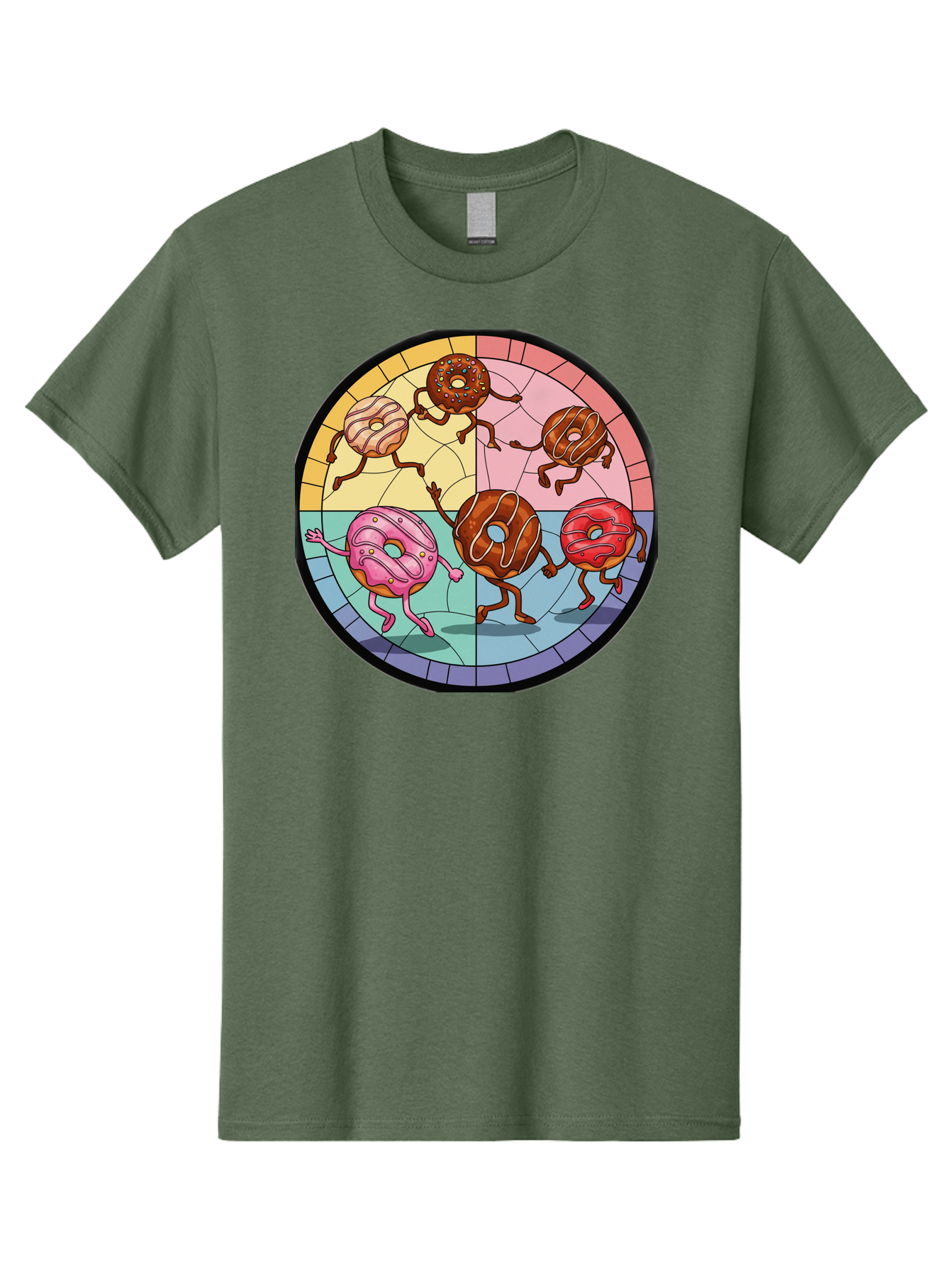 Donuts-Dancing-1 Men'S Graphic Tee, 100% Cotton, Comfortable Casual Summer Wear, Machine Washable, Donuts Dancing, Cartoon Donuts, Sweet Treats, Colorful Illustration, Playful Art, Pastry Characters, Whimsical Design, Tasty Delights, Baa522