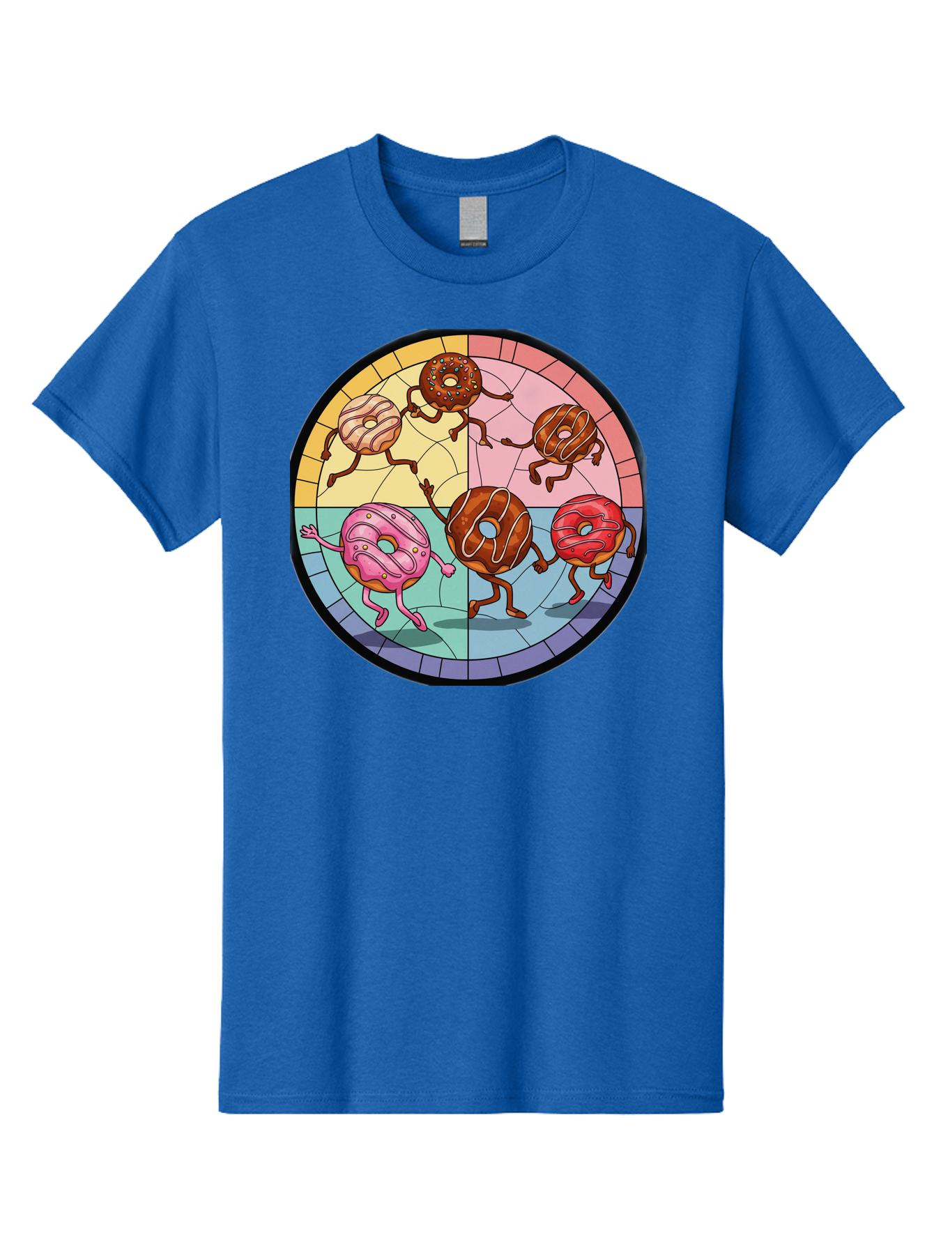 Donuts-Dancing-1 Men'S Graphic Tee, 100% Cotton, Comfortable Casual Summer Wear, Machine Washable, Donuts Dancing, Cartoon Donuts, Sweet Treats, Colorful Illustration, Playful Art, Pastry Characters, Whimsical Design, Tasty Delights, Baa522