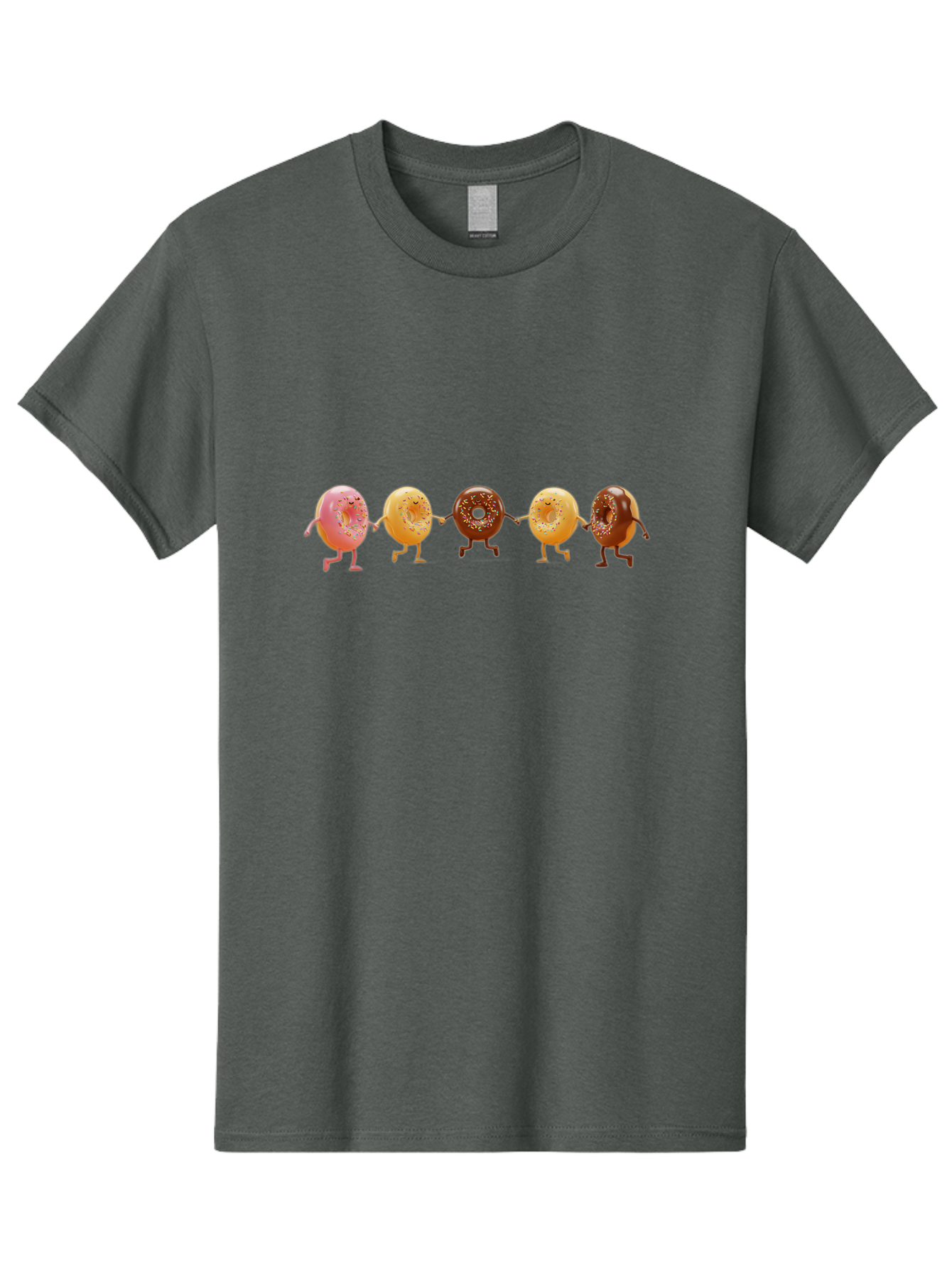 Donuts-Dancing-2 Men'S Graphic Tee, 100% Cotton, Comfortable Casual Summer Wear, Machine Washable, Donuts Dancing, Happy Donuts, Glazed Donut, Chocolate Donut, Sprinkles, Sugar Coating, Playful Treats, Sweet Indulgence, Cartoon Donuts, Baa523