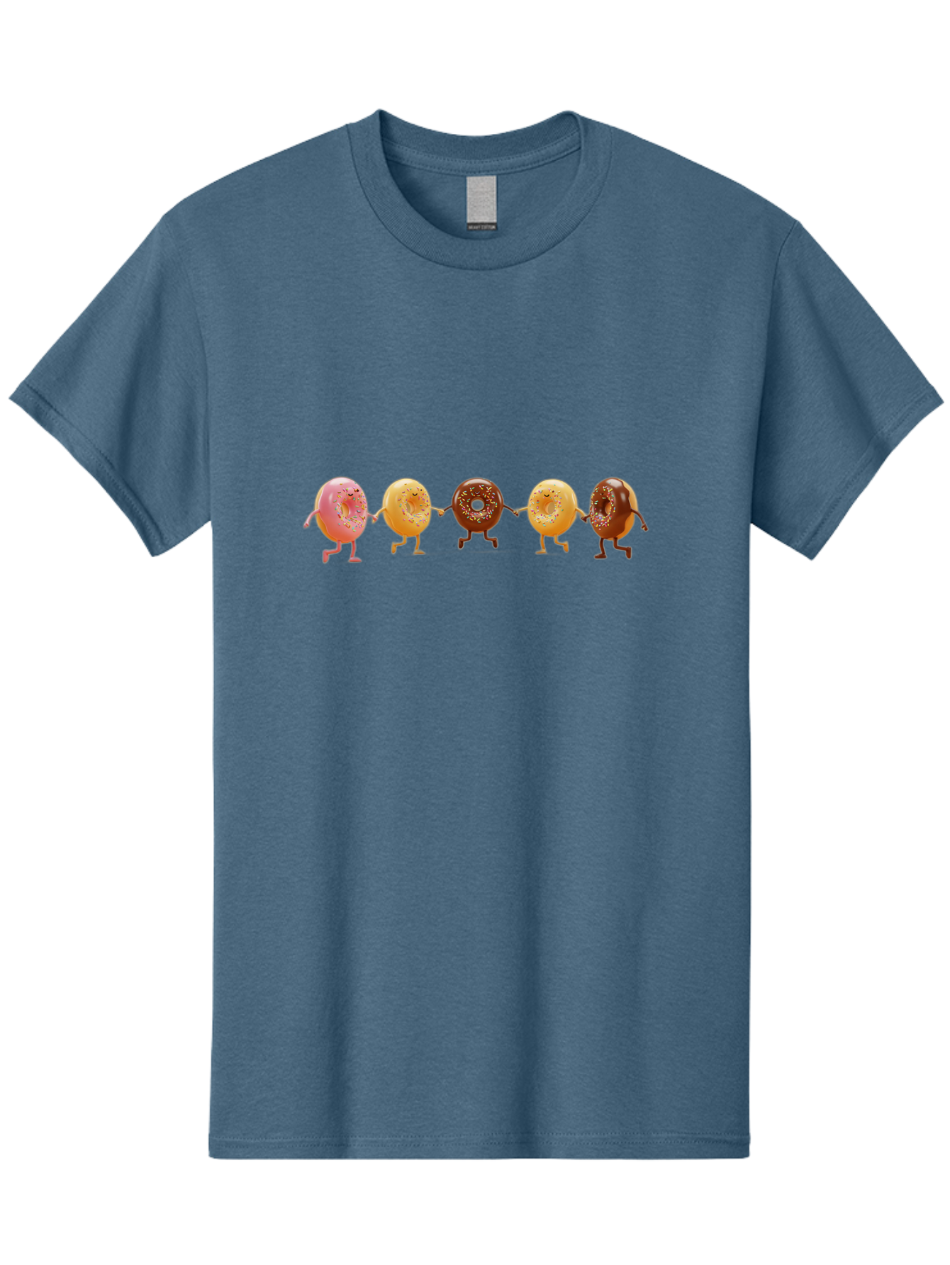 Donuts-Dancing-2 Men'S Graphic Tee, 100% Cotton, Comfortable Casual Summer Wear, Machine Washable, Donuts Dancing, Happy Donuts, Glazed Donut, Chocolate Donut, Sprinkles, Sugar Coating, Playful Treats, Sweet Indulgence, Cartoon Donuts, Baa523