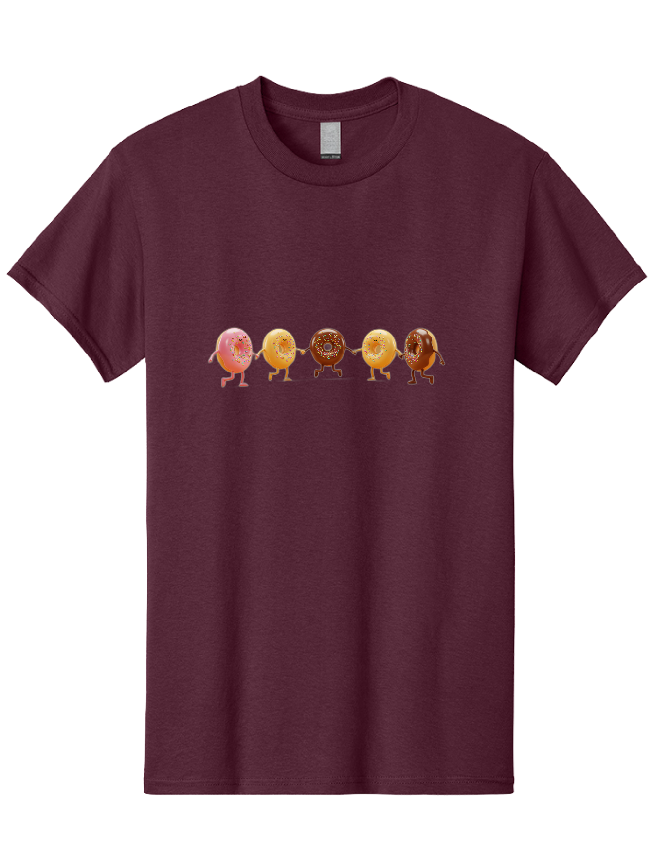 Donuts-Dancing-2 Men'S Graphic Tee, 100% Cotton, Comfortable Casual Summer Wear, Machine Washable, Donuts Dancing, Happy Donuts, Glazed Donut, Chocolate Donut, Sprinkles, Sugar Coating, Playful Treats, Sweet Indulgence, Cartoon Donuts, Baa523