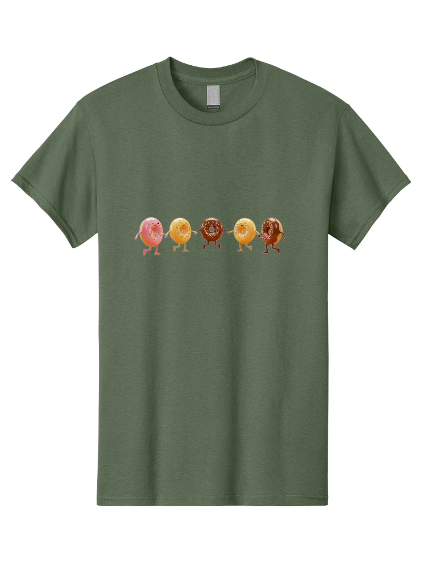 Donuts-Dancing-2 Men'S Graphic Tee, 100% Cotton, Comfortable Casual Summer Wear, Machine Washable, Donuts Dancing, Happy Donuts, Glazed Donut, Chocolate Donut, Sprinkles, Sugar Coating, Playful Treats, Sweet Indulgence, Cartoon Donuts, Baa523