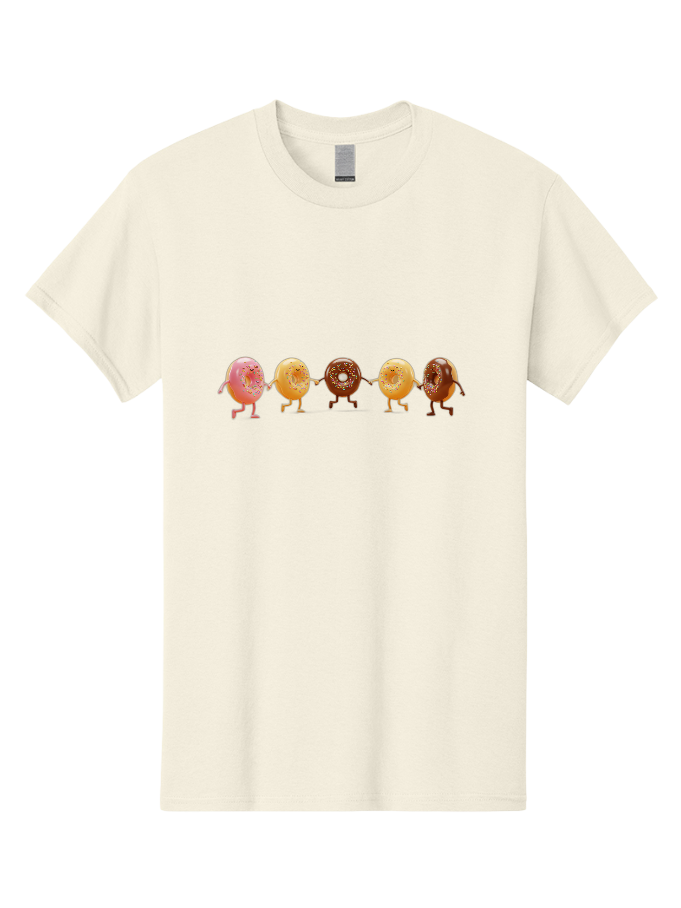 Donuts-Dancing-2 Men'S Graphic Tee, 100% Cotton, Comfortable Casual Summer Wear, Machine Washable, Donuts Dancing, Happy Donuts, Glazed Donut, Chocolate Donut, Sprinkles, Sugar Coating, Playful Treats, Sweet Indulgence, Cartoon Donuts, Baa523