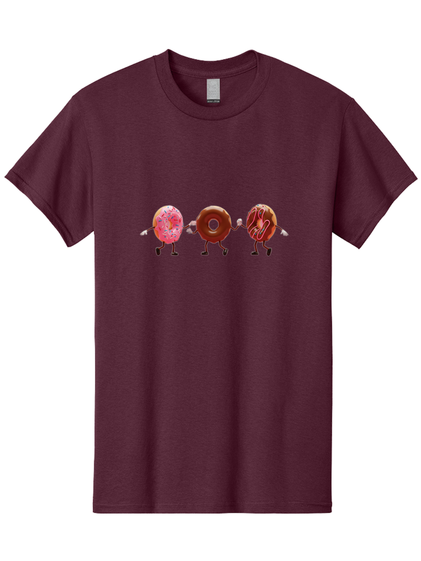 Donuts-Dancing Men'S Graphic Tee, 100% Cotton, Comfortable Casual Summer Wear, Machine Washable, Donuts Dancing, Sweet Treats, Chocolate Frosting, Pink Sprinkles, Donut Friends, Cartoon Donuts, Tasty Desserts, Bakery Delights, Donut Gang, Baa524
