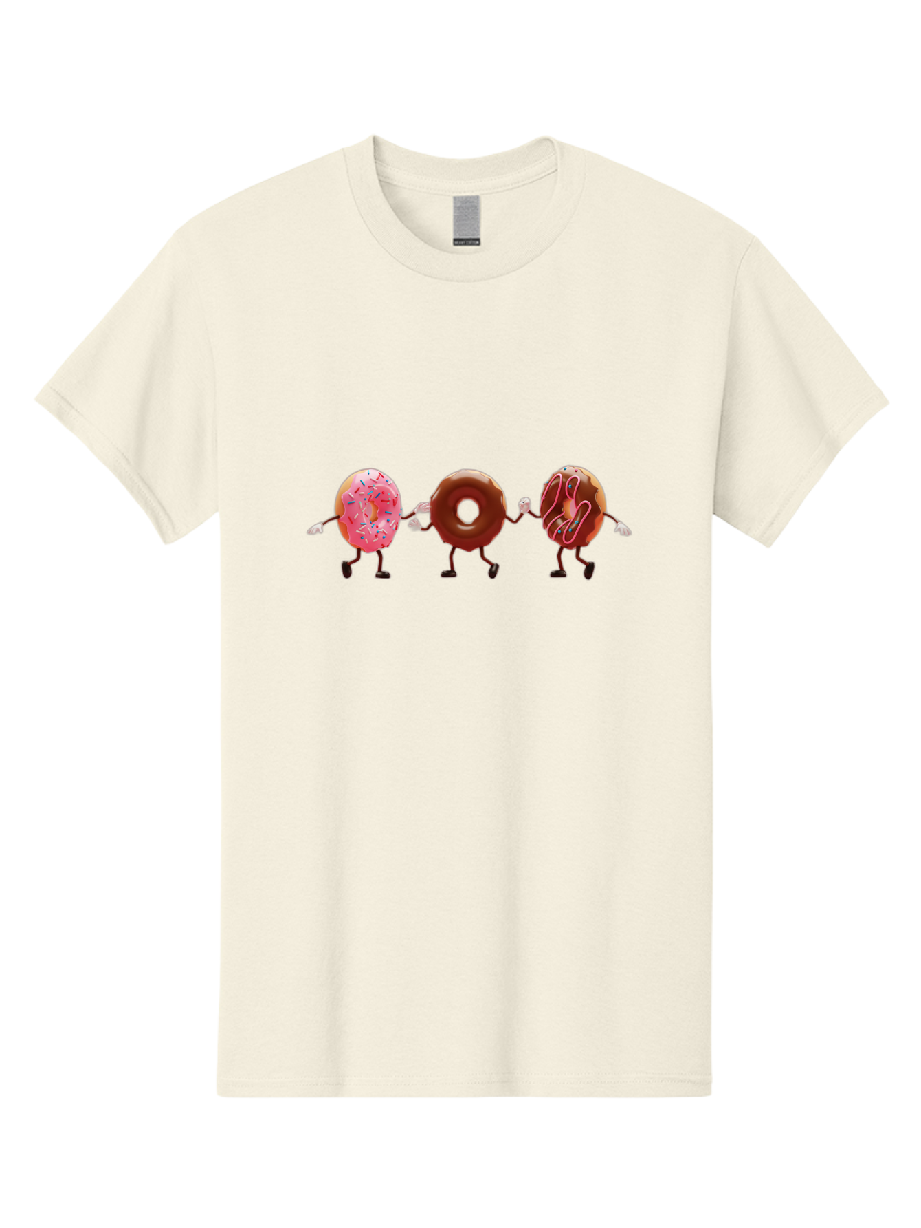 Donuts-Dancing Men'S Graphic Tee, 100% Cotton, Comfortable Casual Summer Wear, Machine Washable, Donuts Dancing, Sweet Treats, Chocolate Frosting, Pink Sprinkles, Donut Friends, Cartoon Donuts, Tasty Desserts, Bakery Delights, Donut Gang, Baa524