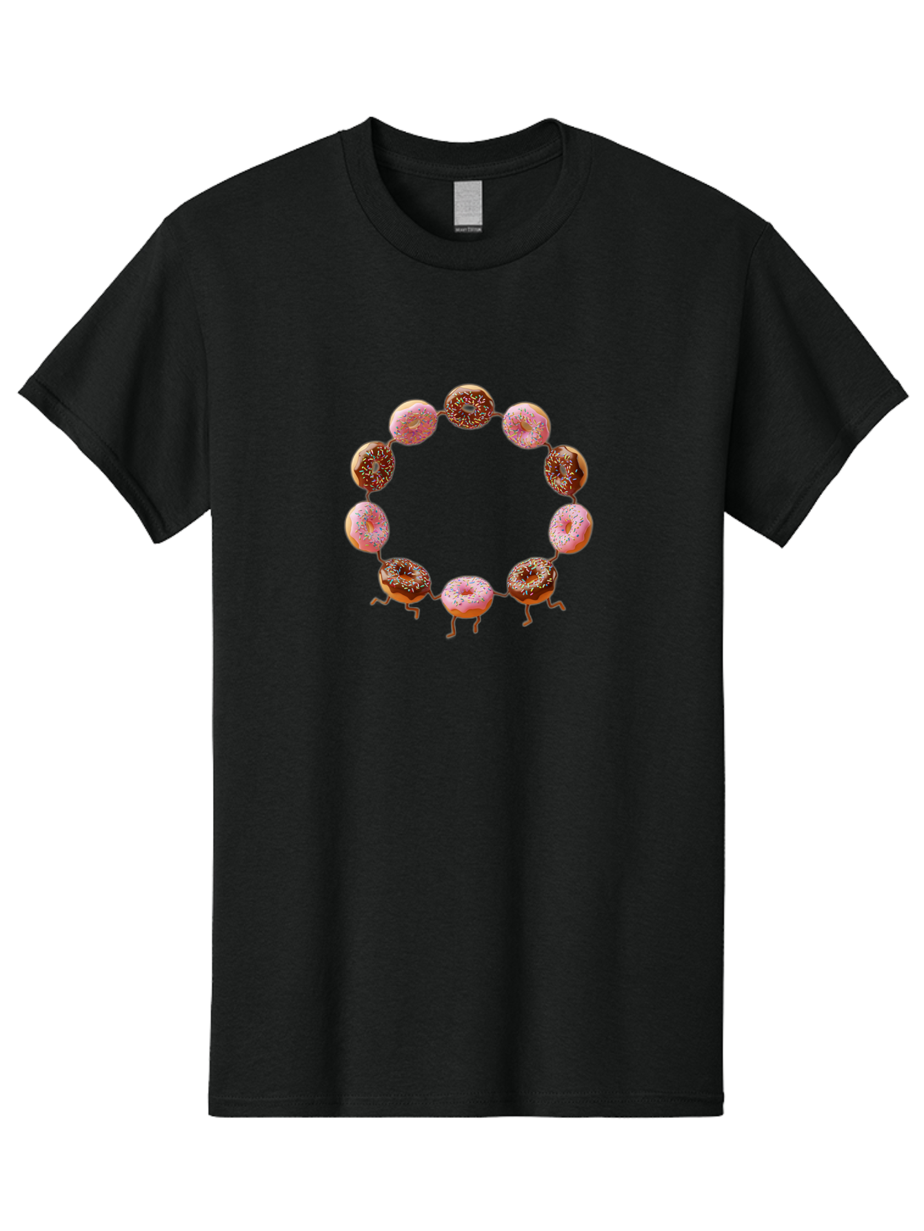 Donuts-In-Circle-1 Men'S Graphic Tee, 100% Cotton, Comfortable Casual Summer Wear, Machine Washable, Donuts In A Circle, Creative Food Art, Sweet Treats, Pink And Brown Donuts, Playful Arrangement, Fun Design, Tasty Pastries, Baa525