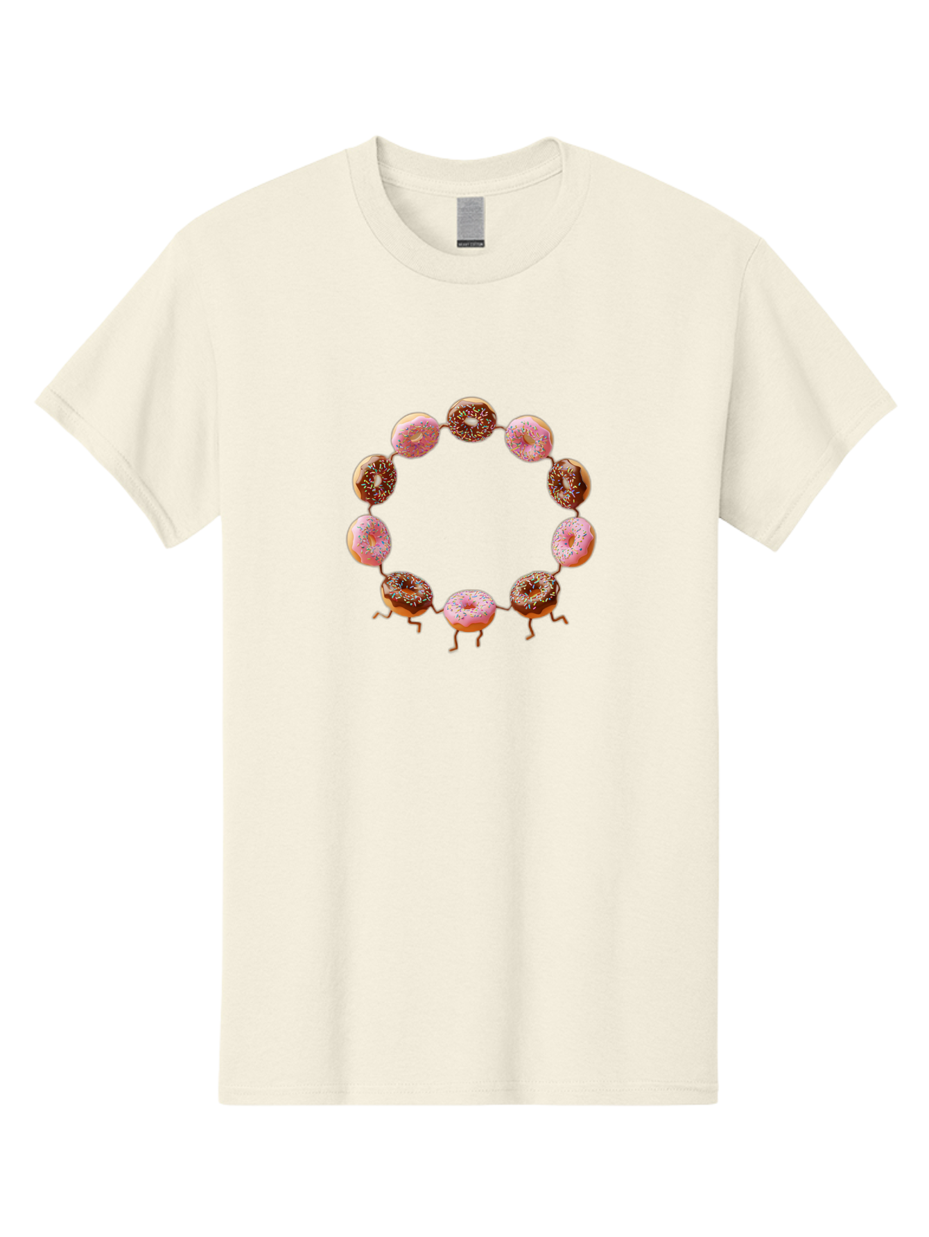 Donuts-In-Circle-1 Men'S Graphic Tee, 100% Cotton, Comfortable Casual Summer Wear, Machine Washable, Donuts In A Circle, Creative Food Art, Sweet Treats, Pink And Brown Donuts, Playful Arrangement, Fun Design, Tasty Pastries, Baa525
