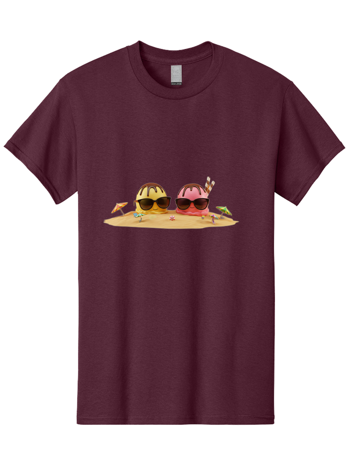 Donuts-On-Island Men'S Graphic Tee, 100% Cotton, Comfortable Casual Summer Wear, Machine Washable, Cupcakes On Island, Sunglasses, Beach Umbrellas, Summer Fun, Cartoon Style, Sweet Treats, Tropical Getaway, Vacation Vibes, Dessert Lovers, Baa527