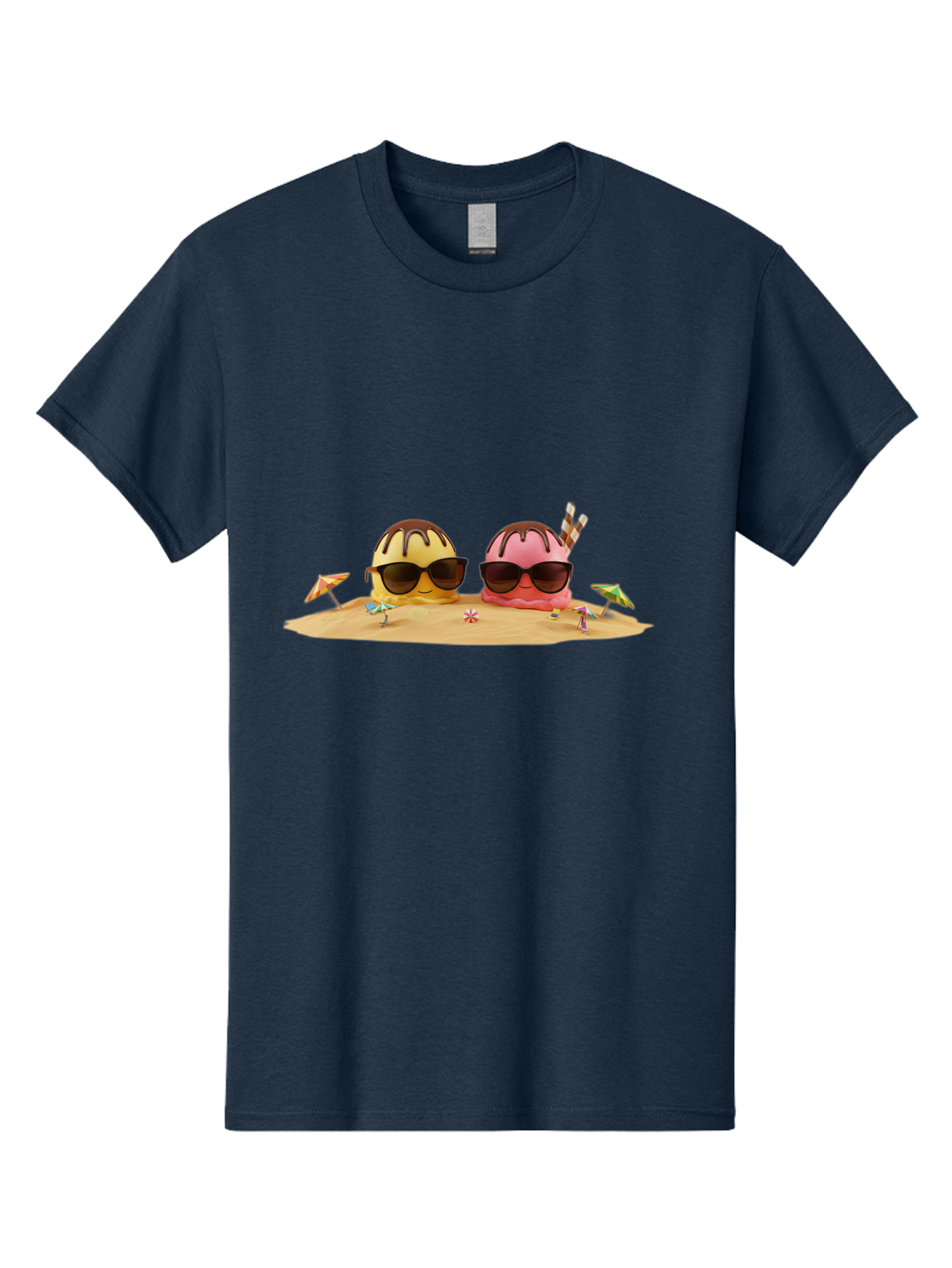 Donuts-On-Island Men'S Graphic Tee, 100% Cotton, Comfortable Casual Summer Wear, Machine Washable, Cupcakes On Island, Sunglasses, Beach Umbrellas, Summer Fun, Cartoon Style, Sweet Treats, Tropical Getaway, Vacation Vibes, Dessert Lovers, Baa527