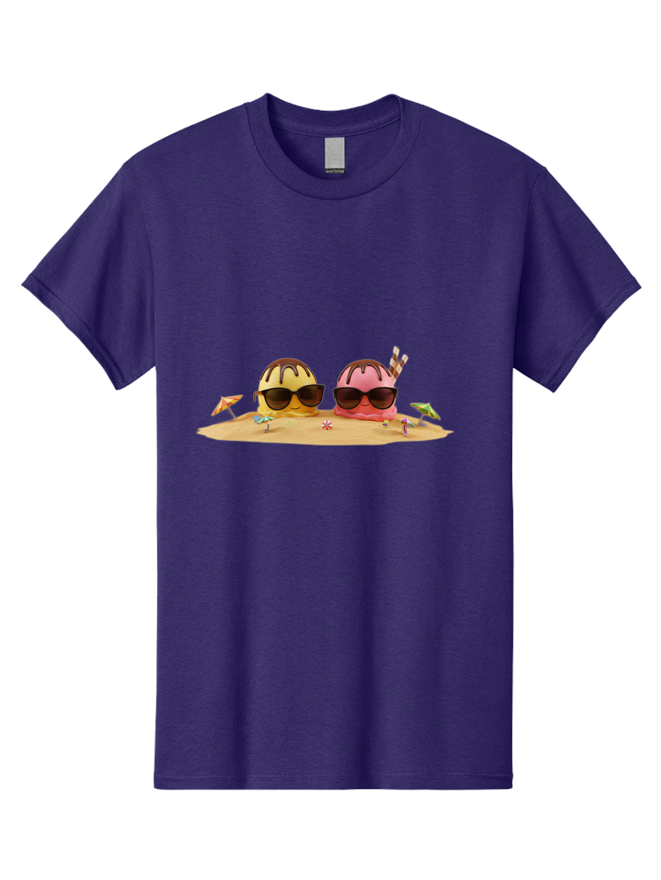 Donuts-On-Island Men'S Graphic Tee, 100% Cotton, Comfortable Casual Summer Wear, Machine Washable, Cupcakes On Island, Sunglasses, Beach Umbrellas, Summer Fun, Cartoon Style, Sweet Treats, Tropical Getaway, Vacation Vibes, Dessert Lovers, Baa527
