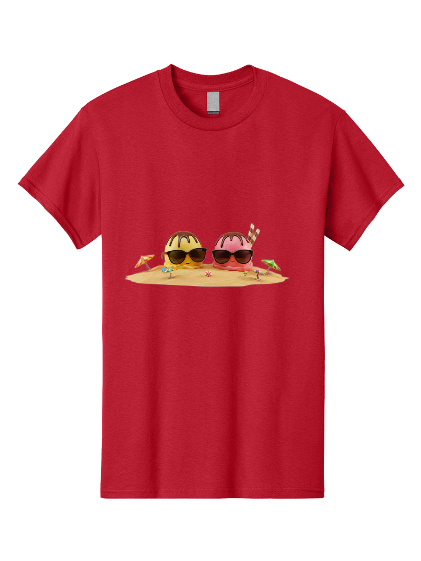 Donuts-On-Island Men'S Graphic Tee, 100% Cotton, Comfortable Casual Summer Wear, Machine Washable, Cupcakes On Island, Sunglasses, Beach Umbrellas, Summer Fun, Cartoon Style, Sweet Treats, Tropical Getaway, Vacation Vibes, Dessert Lovers, Baa527