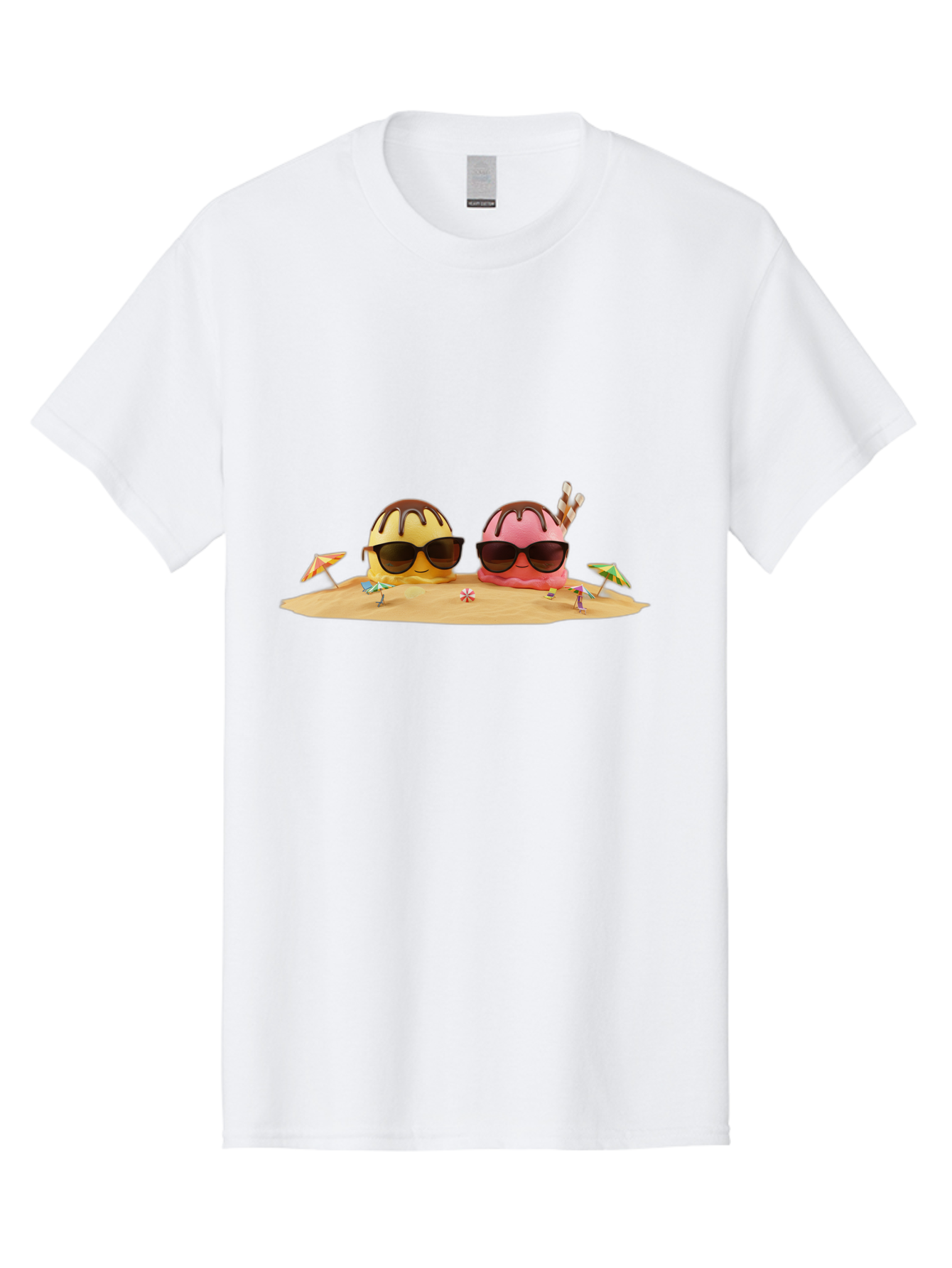 Donuts-On-Island Men'S Graphic Tee, 100% Cotton, Comfortable Casual Summer Wear, Machine Washable, Cupcakes On Island, Sunglasses, Beach Umbrellas, Summer Fun, Cartoon Style, Sweet Treats, Tropical Getaway, Vacation Vibes, Dessert Lovers, Baa527