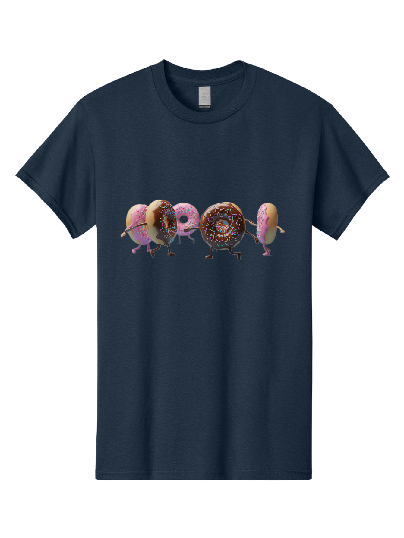 Donuts Men'S Graphic Tee, 100% Cotton, Comfortable Casual Summer Wear, Machine Washable, Donuts With Arms And Legs Running, Chocolate Frosted Donuts, Pink Frosted Donuts, Colorful Sprinkles, Fun Illustration, Sweet Treats, Dessert Graphics Baa531
