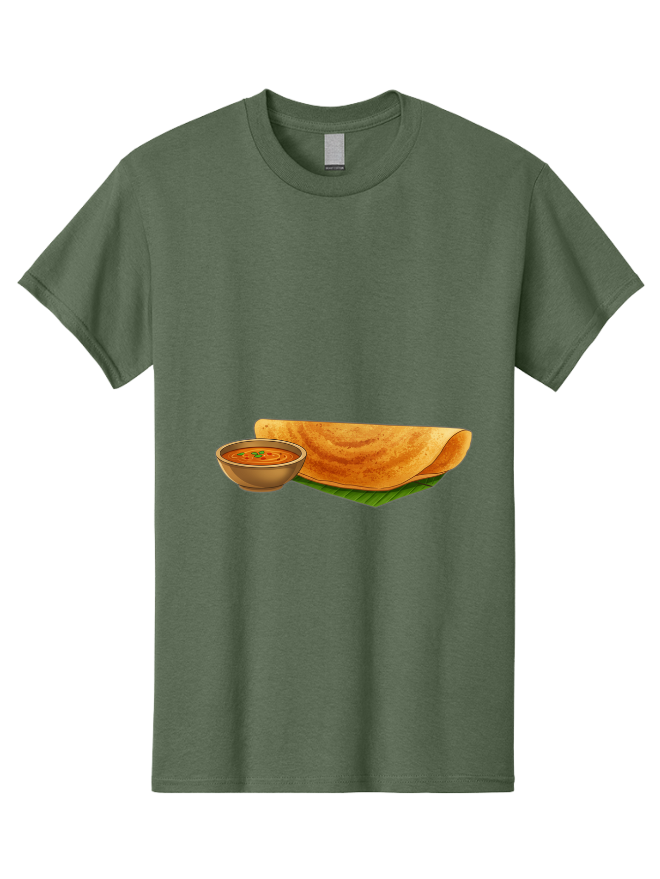 Dosa-And-Sambar Men'S Graphic Tee, 100% Cotton, Comfortable Casual Summer Wear, Machine Washable, South Indian Cuisine, Dosa With Sambhar, Indian Breakfast, Fermented Crepe, Spicy Sambhar, Traditional Indian Dish, Food Illustration, Baa536
