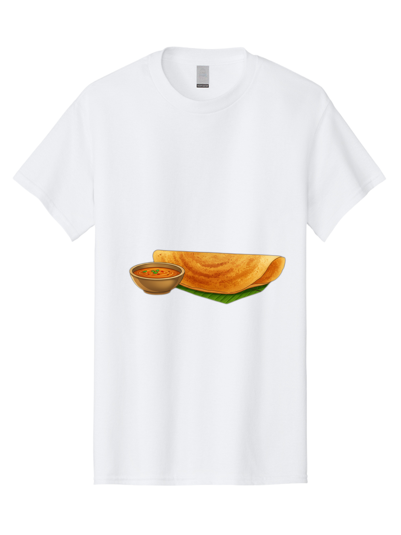 Dosa-And-Sambar Men'S Graphic Tee, 100% Cotton, Comfortable Casual Summer Wear, Machine Washable, South Indian Cuisine, Dosa With Sambhar, Indian Breakfast, Fermented Crepe, Spicy Sambhar, Traditional Indian Dish, Food Illustration, Baa536