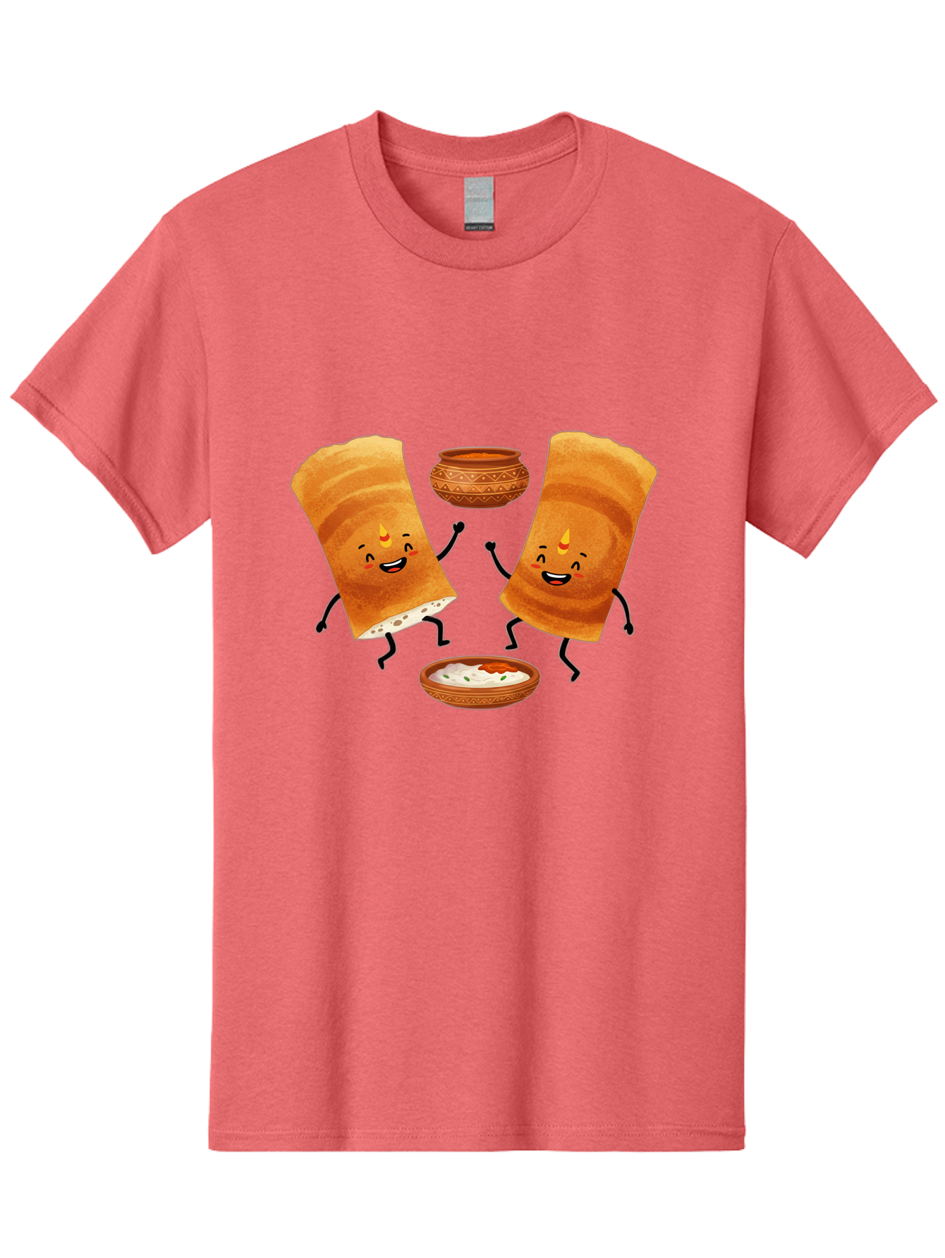 Dosa-Characters Men'S Graphic Tee, 100% Cotton, Comfortable Casual Summer Wear, Machine Washable, Cartoon Dosa Characters, Dancing Dosas, Sambar, Chutney, Indian Food, Dosa Dance, Funny Dosas, Animated Dosas, Indian Cuisine, Dosa Fun Baa539