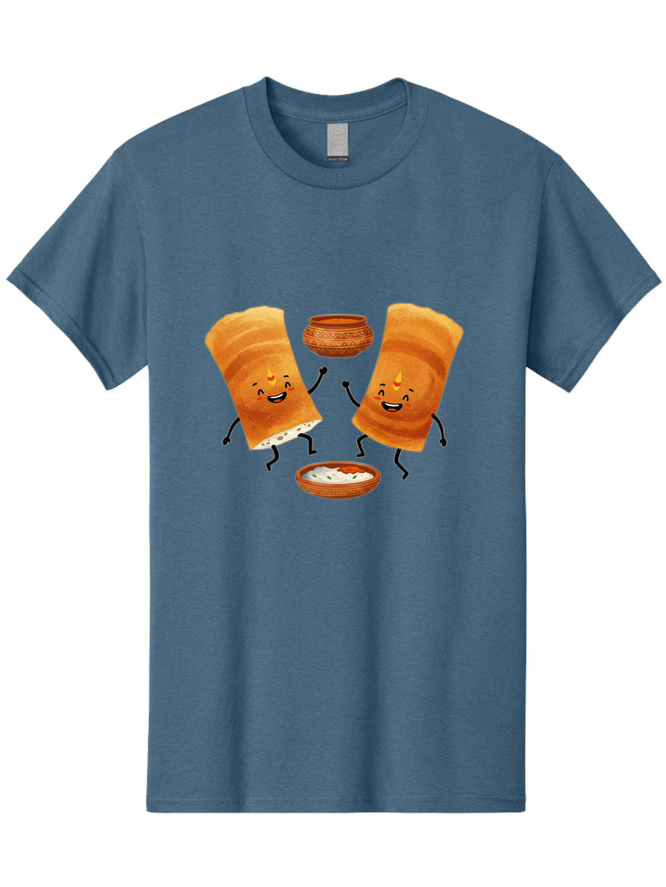 Dosa-Characters Men'S Graphic Tee, 100% Cotton, Comfortable Casual Summer Wear, Machine Washable, Cartoon Dosa Characters, Dancing Dosas, Sambar, Chutney, Indian Food, Dosa Dance, Funny Dosas, Animated Dosas, Indian Cuisine, Dosa Fun Baa539