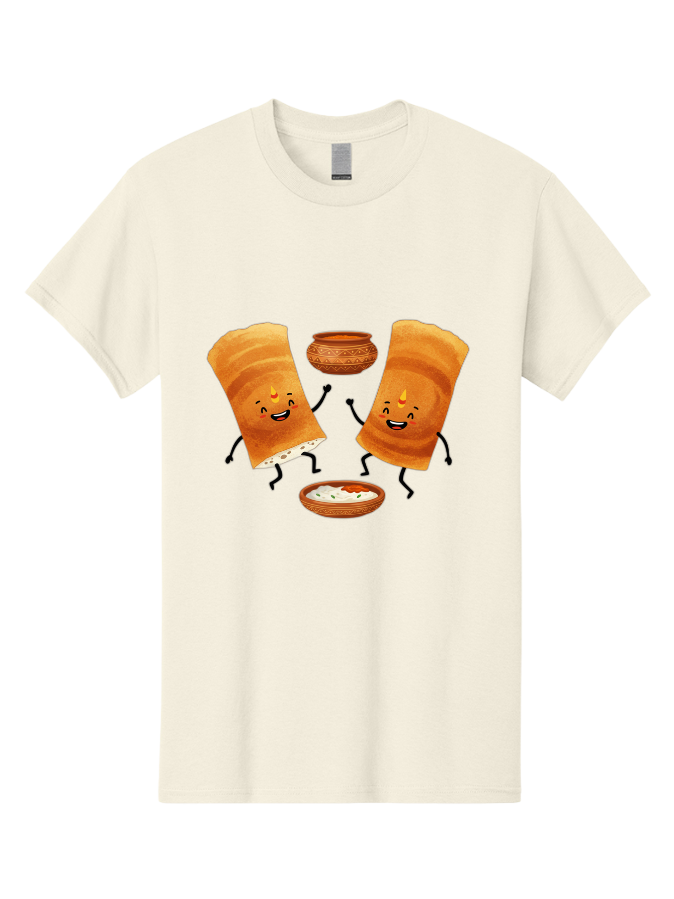 Dosa-Characters Men'S Graphic Tee, 100% Cotton, Comfortable Casual Summer Wear, Machine Washable, Cartoon Dosa Characters, Dancing Dosas, Sambar, Chutney, Indian Food, Dosa Dance, Funny Dosas, Animated Dosas, Indian Cuisine, Dosa Fun Baa539