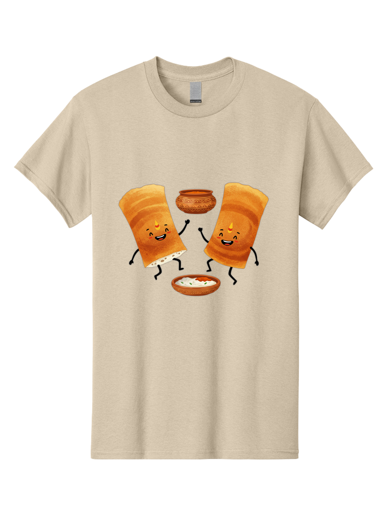 Dosa-Characters Men'S Graphic Tee, 100% Cotton, Comfortable Casual Summer Wear, Machine Washable, Cartoon Dosa Characters, Dancing Dosas, Sambar, Chutney, Indian Food, Dosa Dance, Funny Dosas, Animated Dosas, Indian Cuisine, Dosa Fun Baa539