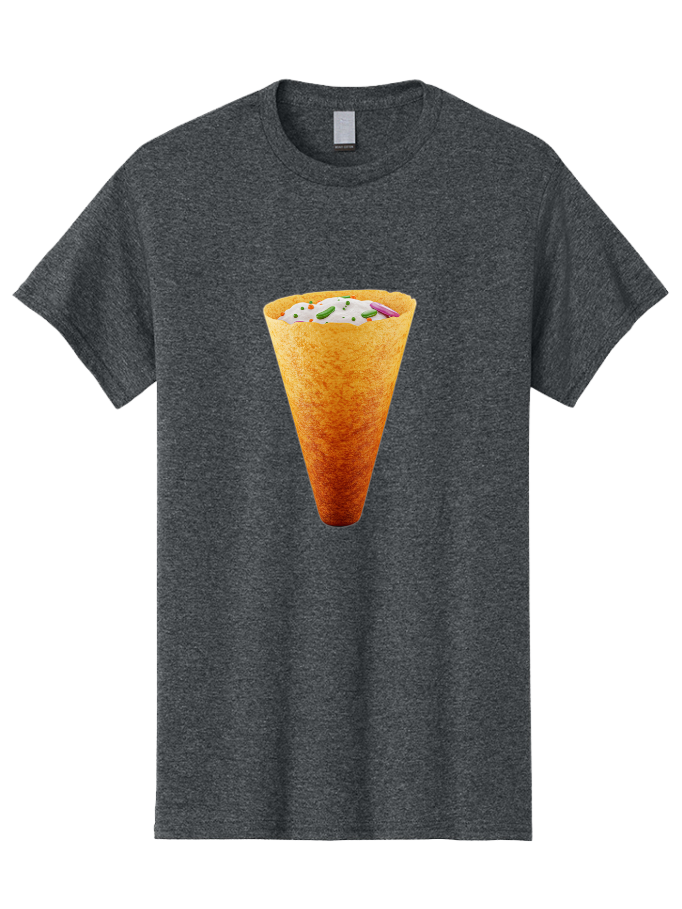 Dosa-Cone Men'S Graphic Tee, 100% Cotton, Comfortable Casual Summer Wear, Machine Washable, Masala Cone, Indian Street Food, Crispy Cone, Savory Snack, Flavorful Filling, Chutney, Spices, Appetizing Treat Baa540