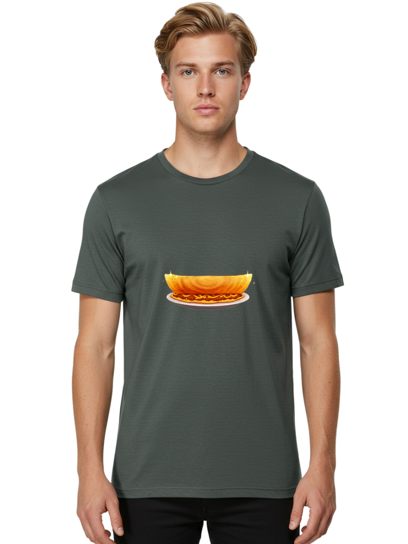 Dosa-On-Plate Men'S Graphic Tee, 100% Cotton, Comfortable Casual Summer Wear, Machine Washable, Crunchy Taco Shell, Savory Filling, Mexican Cuisine, Food Illustration, Vibrant Colors, Cartoon Style, Isolated Graphic Baa541
