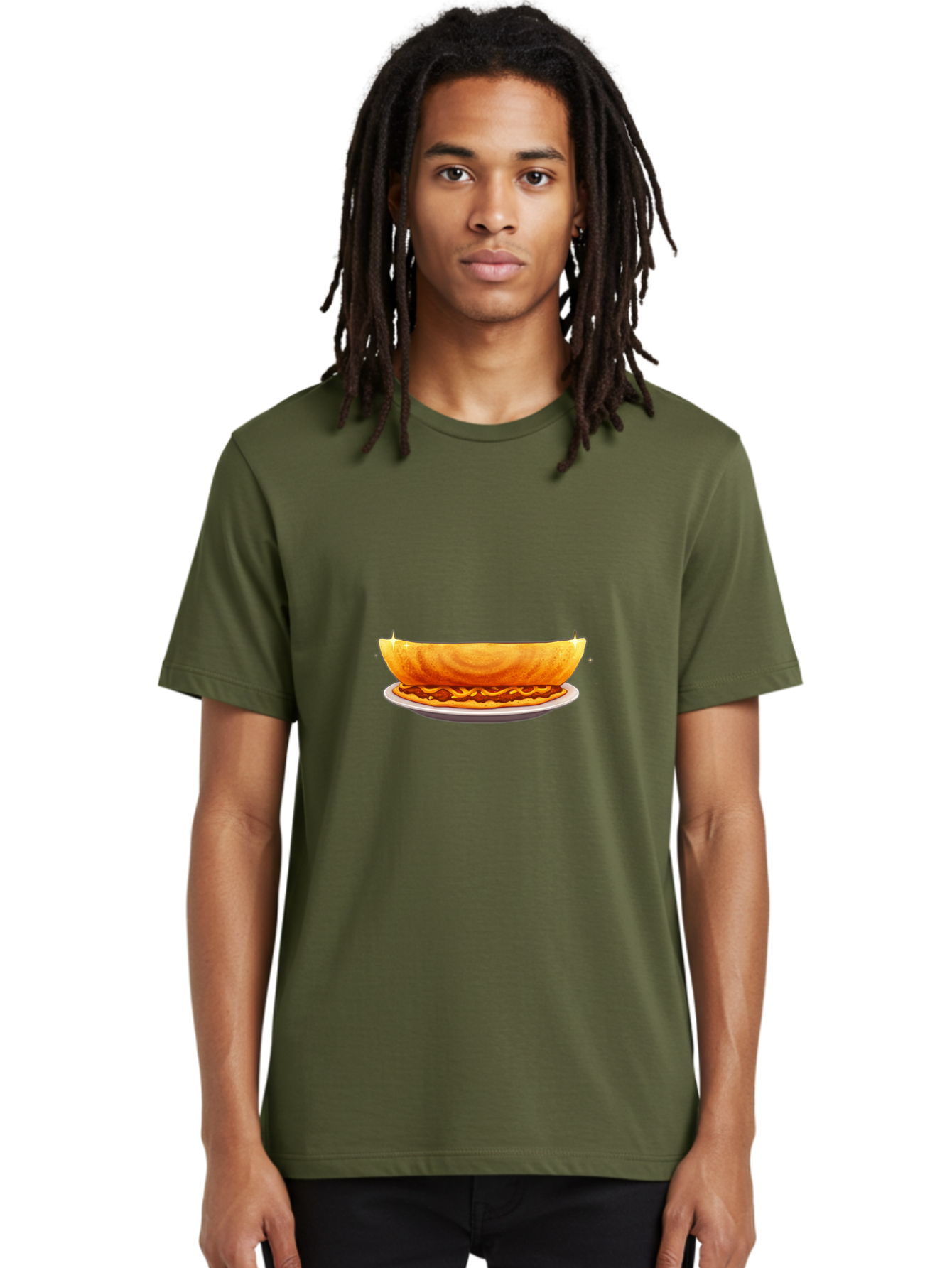Dosa-On-Plate Men'S Graphic Tee, 100% Cotton, Comfortable Casual Summer Wear, Machine Washable, Crunchy Taco Shell, Savory Filling, Mexican Cuisine, Food Illustration, Vibrant Colors, Cartoon Style, Isolated Graphic Baa541