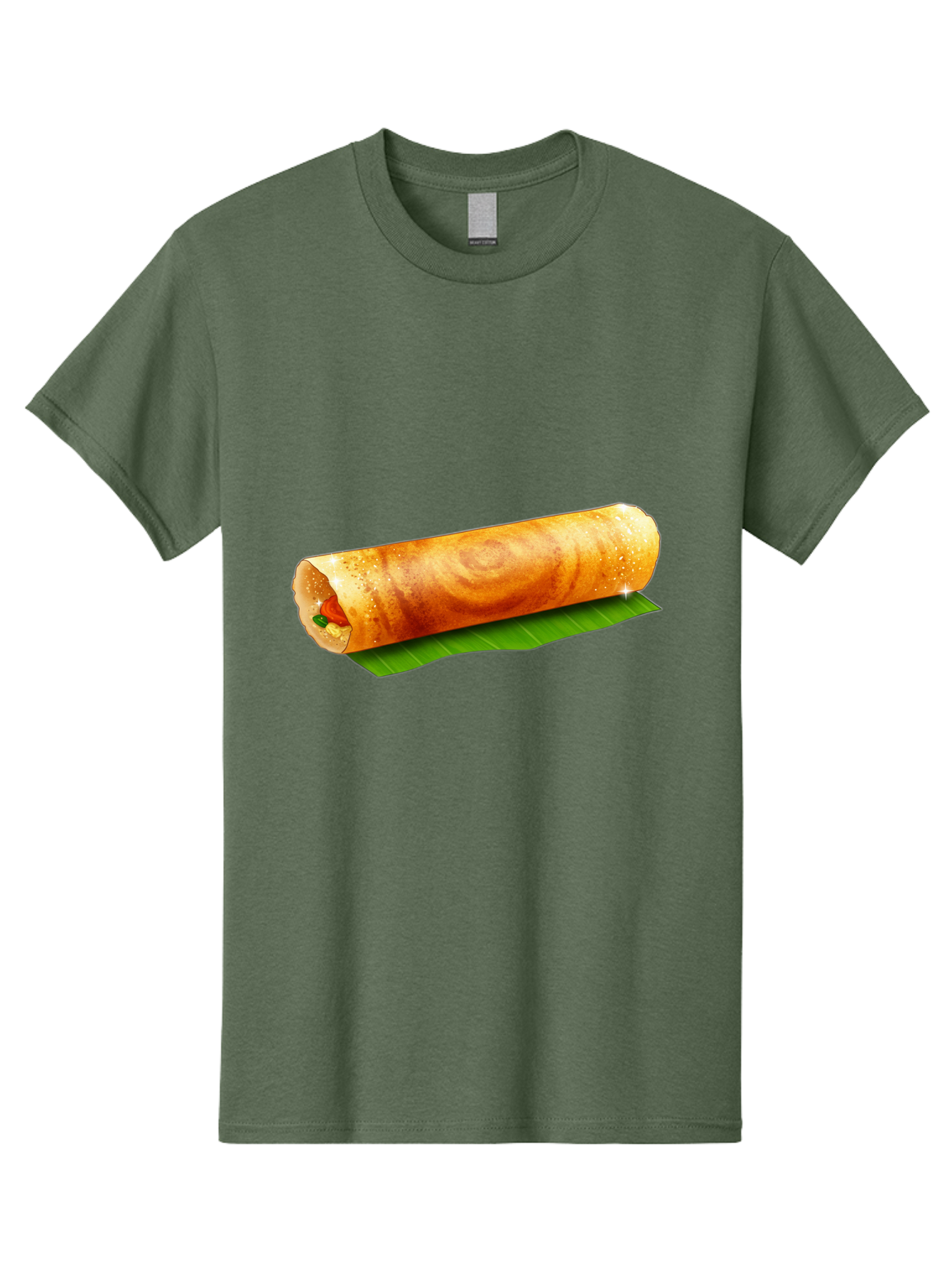 Dosa-Roll Men'S Graphic Tee, 100% Cotton, Comfortable Casual Summer Wear, Machine Washable, Crispy Spring Roll, Golden Brown, Fried Delicacy, Asian Cuisine, Savory Filling, Delicious Snack, Appetizing Treat, Finger Food Baa542