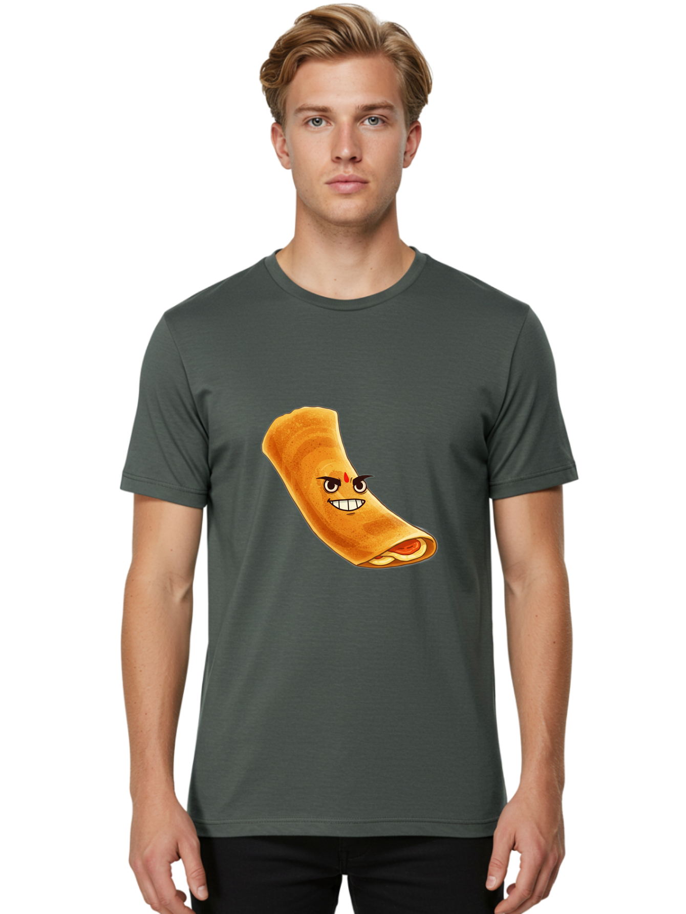 Dosa Men'S Graphic Tee, 100% Cotton, Comfortable Casual Summer Wear, Machine Washable, Cartoon Dosa, South Indian Cuisine, Masala Dosa, Traditional Food, Dosa With Filling, Authentic Indian Dish, Crispy Crepe, Flavorful Meal, Indian Breakfast Baa545