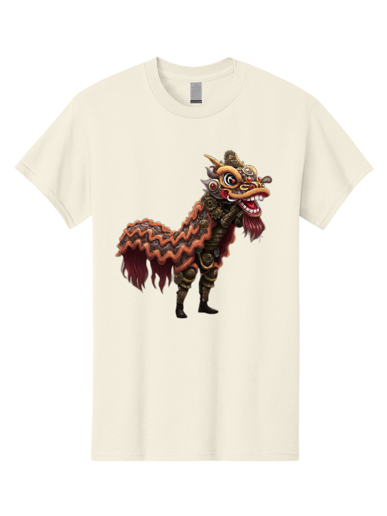 Dragon-Dance-Costume-2 Men'S Graphic Tee, 100% Cotton, Comfortable Casual Summer Wear, Machine Washable, Chinese Dragon Dance, Lion Dance Costume, Traditional Chinese Culture, Vibrant Colors, Festive Atmosphere, Mythical Creatures, Baa553