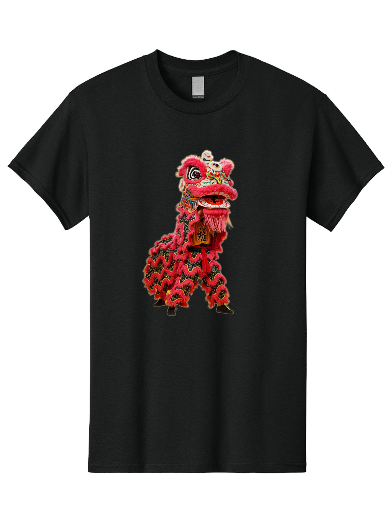 Dragon-Dance-Costume-4 Men'S Graphic Tee, 100% Cotton, Comfortable Casual Summer Wear, Machine Washable, Chinese Lion Dance, Traditional Costume, Vibrant Red Colors, Intricate Designs, Cultural Heritage, Festive Atmosphere, Lion Head, Baa555