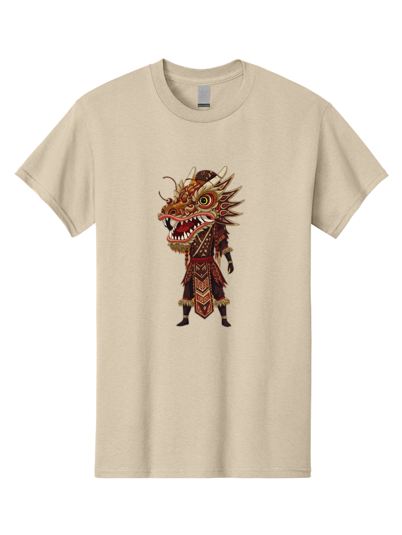 Dragon-Dancer Men'S Graphic Tee, 100% Cotton, Comfortable Casual Summer Wear, Machine Washable, Dragon Head Costume, Cultural Attire, Traditional Clothing, Mythological Creature, Festival Wear, Elaborate Design, Sharp Teeth, Mythical Being, Baa559