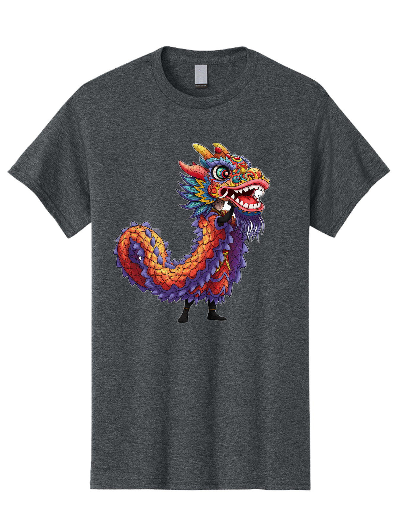 Dragon Men'S Graphic Tee, 100% Cotton, Comfortable Casual Summer Wear, Machine Washable, Vibrant Dragon, Mythical Creature, Chinese Culture, Colorful Scales, Sharp Teeth, Bold Design, Fantasy Art, Cartoon Style Baa563