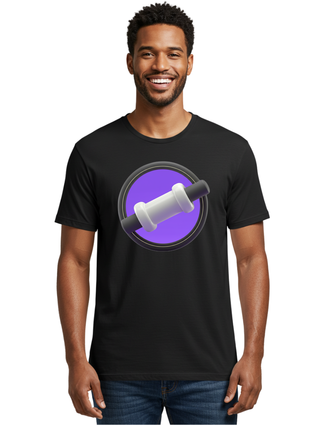 Dumbbell Men'S Graphic Tee, 100% Cotton, Comfortable Casual Summer Wear, Machine Washable, Dumbbell, Fitness Equipment, Strength Training, Weightlifting, Exercise, Workout, Gym, Fitness, Purple Icon, 3D Rendering Baa567