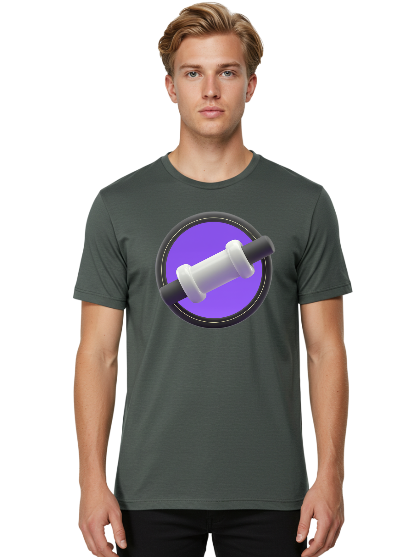 Dumbbell Men'S Graphic Tee, 100% Cotton, Comfortable Casual Summer Wear, Machine Washable, Dumbbell, Fitness Equipment, Strength Training, Weightlifting, Exercise, Workout, Gym, Fitness, Purple Icon, 3D Rendering Baa567