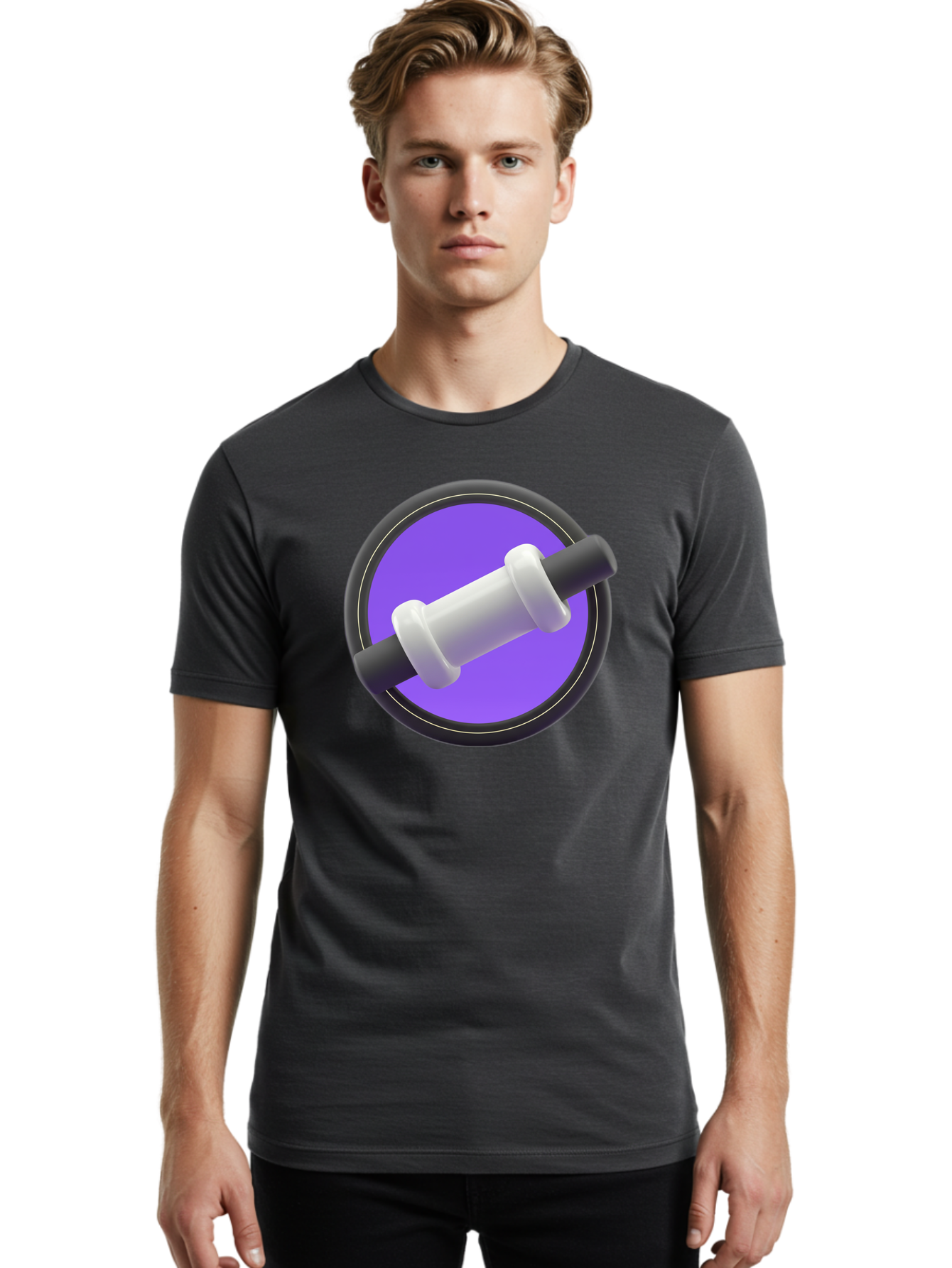 Dumbbell Men'S Graphic Tee, 100% Cotton, Comfortable Casual Summer Wear, Machine Washable, Dumbbell, Fitness Equipment, Strength Training, Weightlifting, Exercise, Workout, Gym, Fitness, Purple Icon, 3D Rendering Baa567