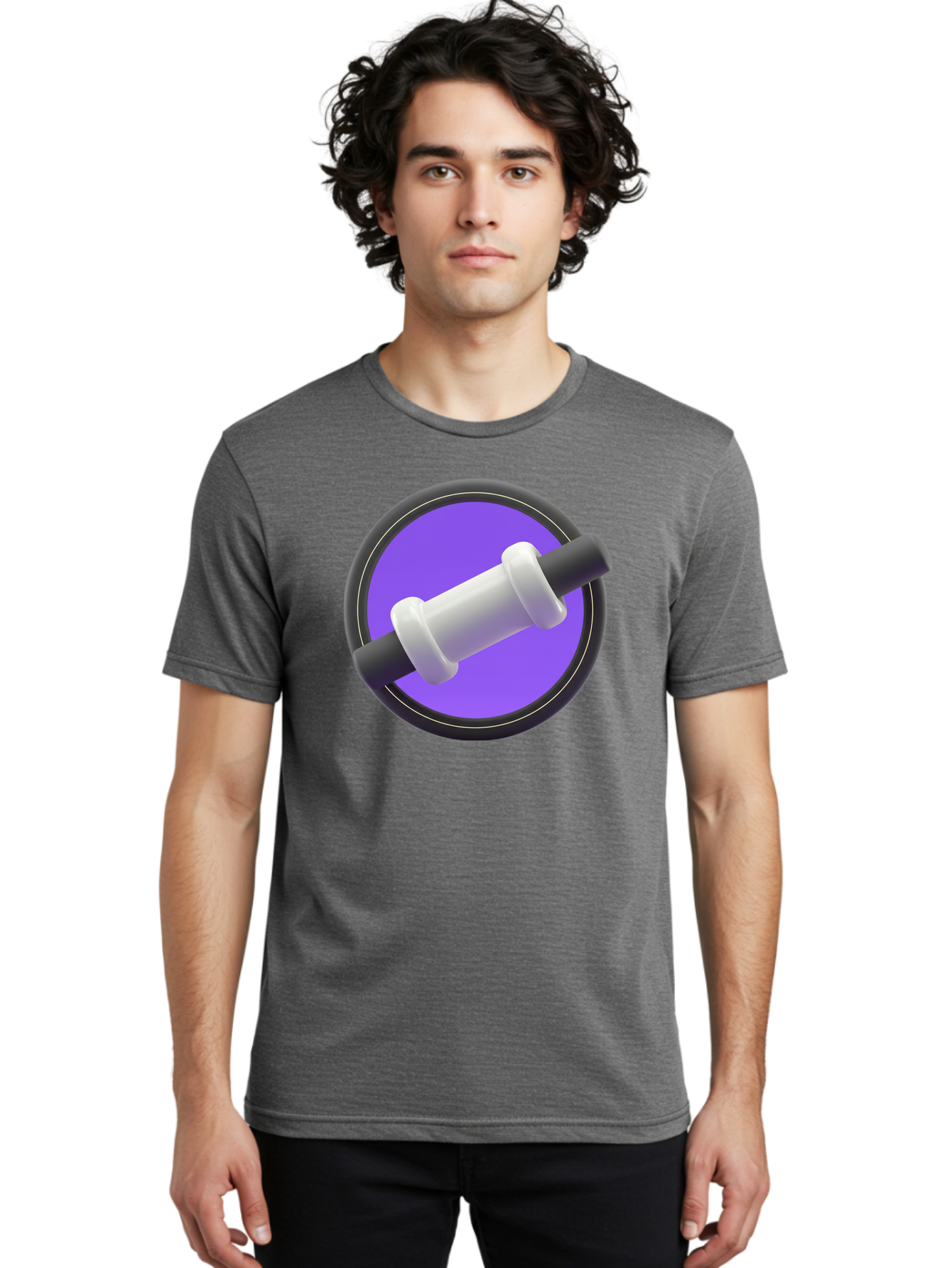 Dumbbell Men'S Graphic Tee, 100% Cotton, Comfortable Casual Summer Wear, Machine Washable, Dumbbell, Fitness Equipment, Strength Training, Weightlifting, Exercise, Workout, Gym, Fitness, Purple Icon, 3D Rendering Baa567
