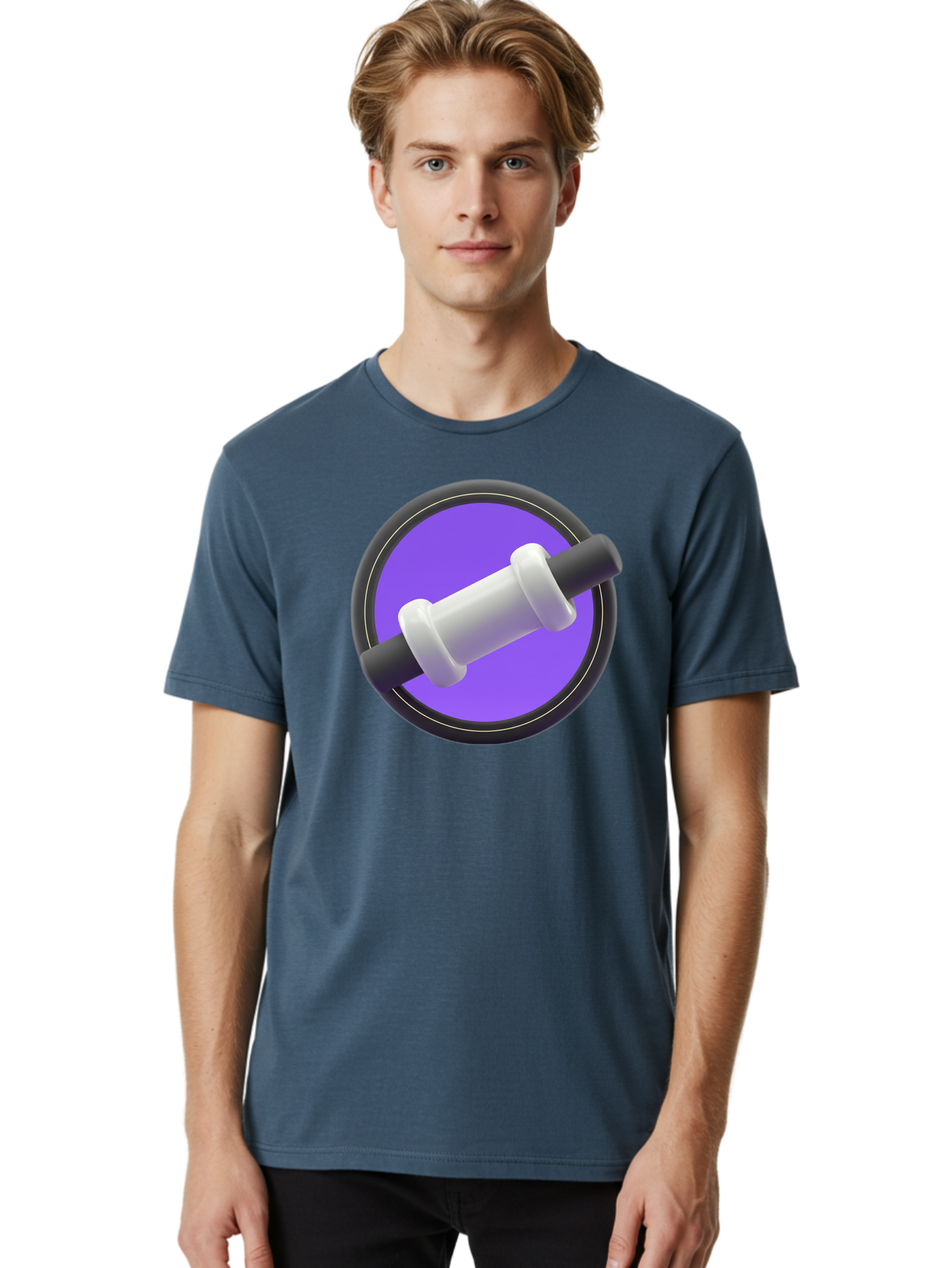 Dumbbell Men'S Graphic Tee, 100% Cotton, Comfortable Casual Summer Wear, Machine Washable, Dumbbell, Fitness Equipment, Strength Training, Weightlifting, Exercise, Workout, Gym, Fitness, Purple Icon, 3D Rendering Baa567