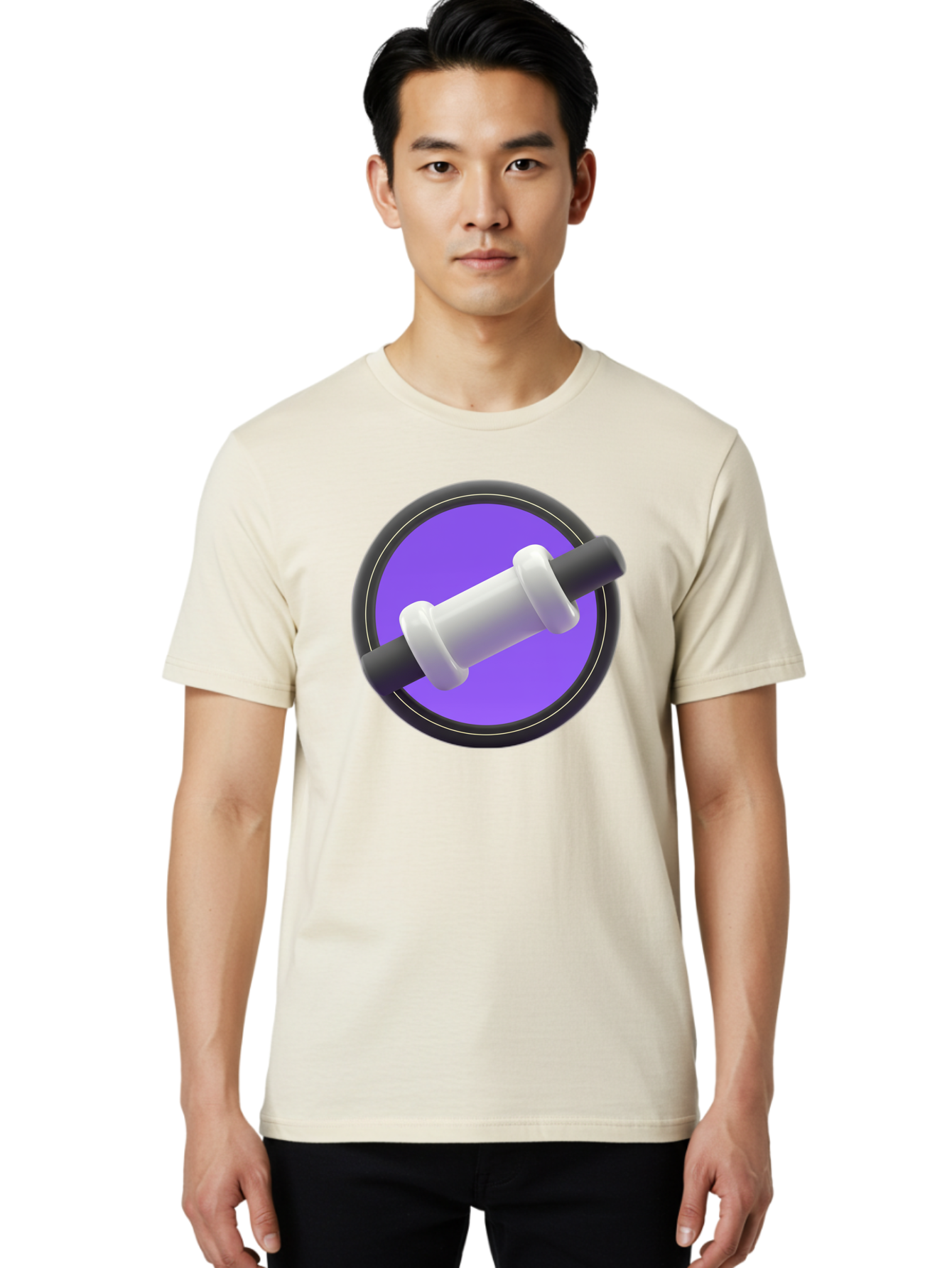 Dumbbell Men'S Graphic Tee, 100% Cotton, Comfortable Casual Summer Wear, Machine Washable, Dumbbell, Fitness Equipment, Strength Training, Weightlifting, Exercise, Workout, Gym, Fitness, Purple Icon, 3D Rendering Baa567