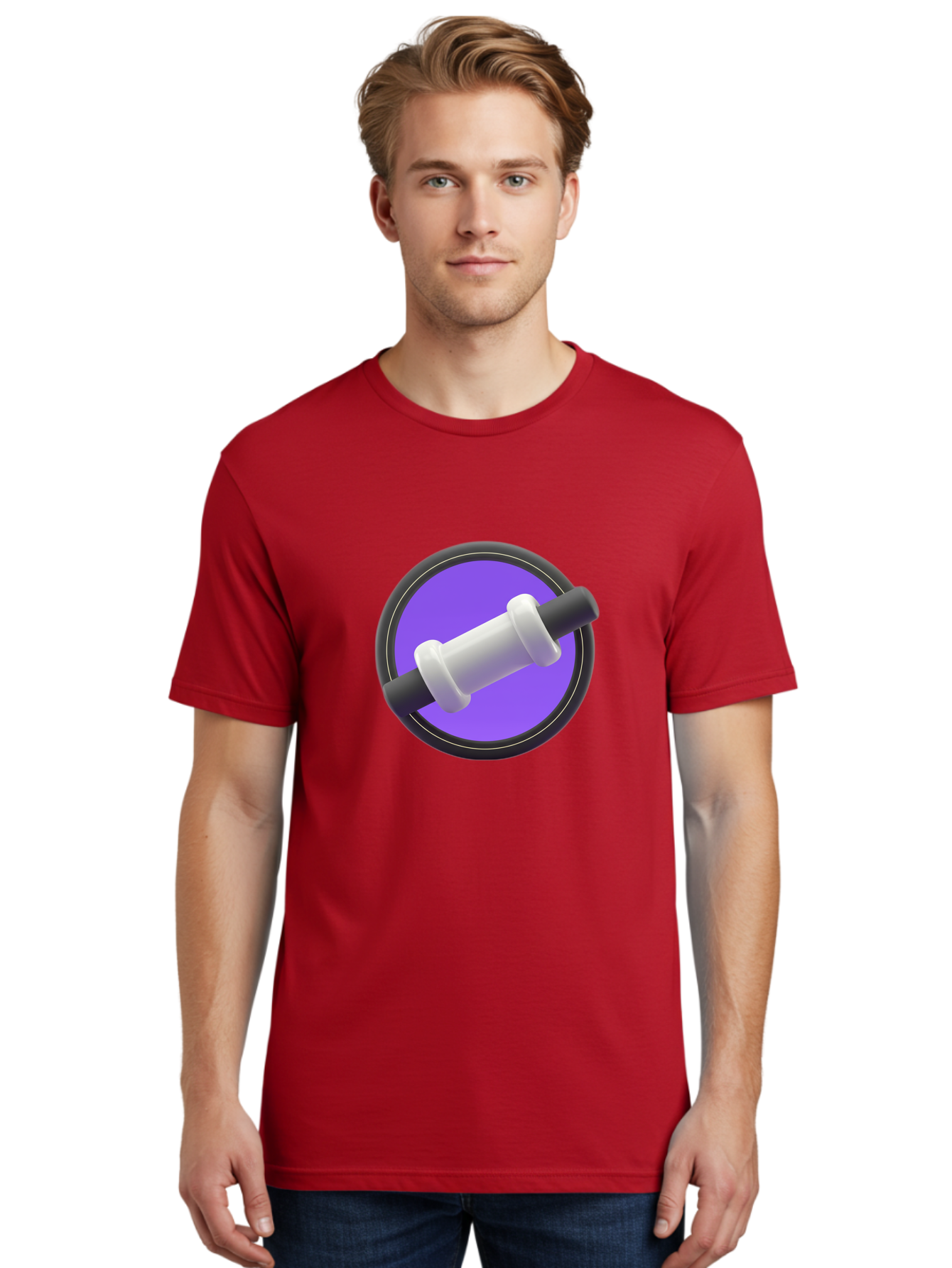 Dumbbell Men'S Graphic Tee, 100% Cotton, Comfortable Casual Summer Wear, Machine Washable, Dumbbell, Fitness Equipment, Strength Training, Weightlifting, Exercise, Workout, Gym, Fitness, Purple Icon, 3D Rendering Baa567
