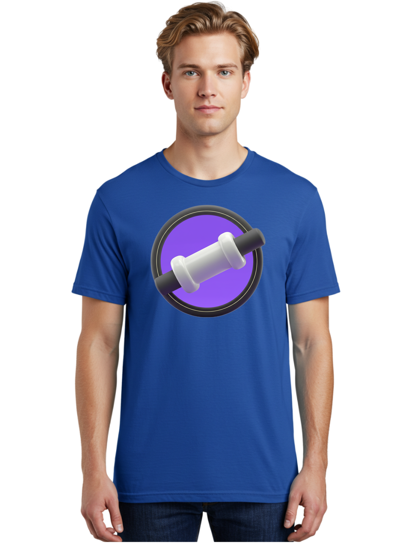 Dumbbell Men'S Graphic Tee, 100% Cotton, Comfortable Casual Summer Wear, Machine Washable, Dumbbell, Fitness Equipment, Strength Training, Weightlifting, Exercise, Workout, Gym, Fitness, Purple Icon, 3D Rendering Baa567