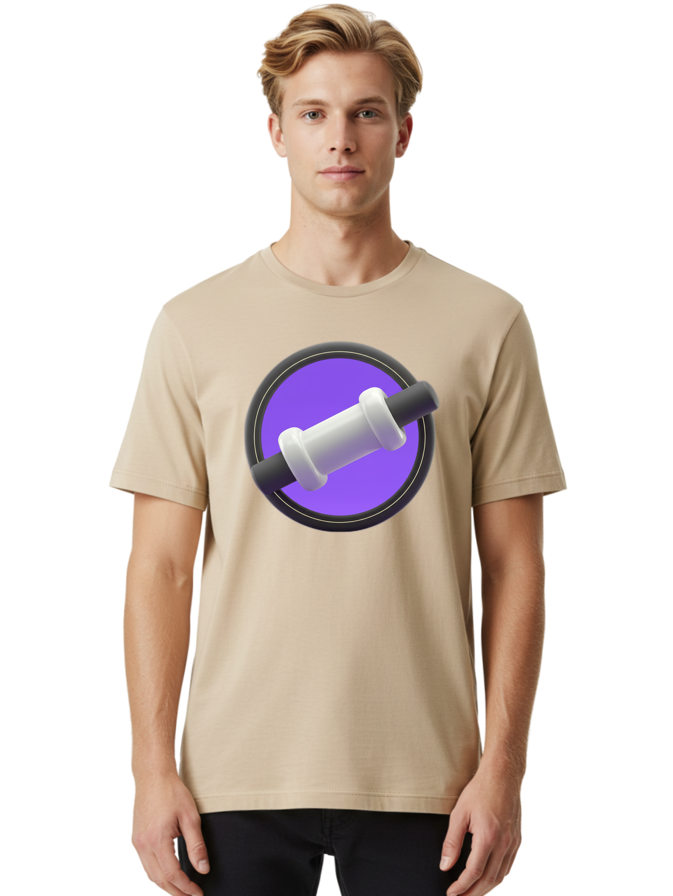 Dumbbell Men'S Graphic Tee, 100% Cotton, Comfortable Casual Summer Wear, Machine Washable, Dumbbell, Fitness Equipment, Strength Training, Weightlifting, Exercise, Workout, Gym, Fitness, Purple Icon, 3D Rendering Baa567