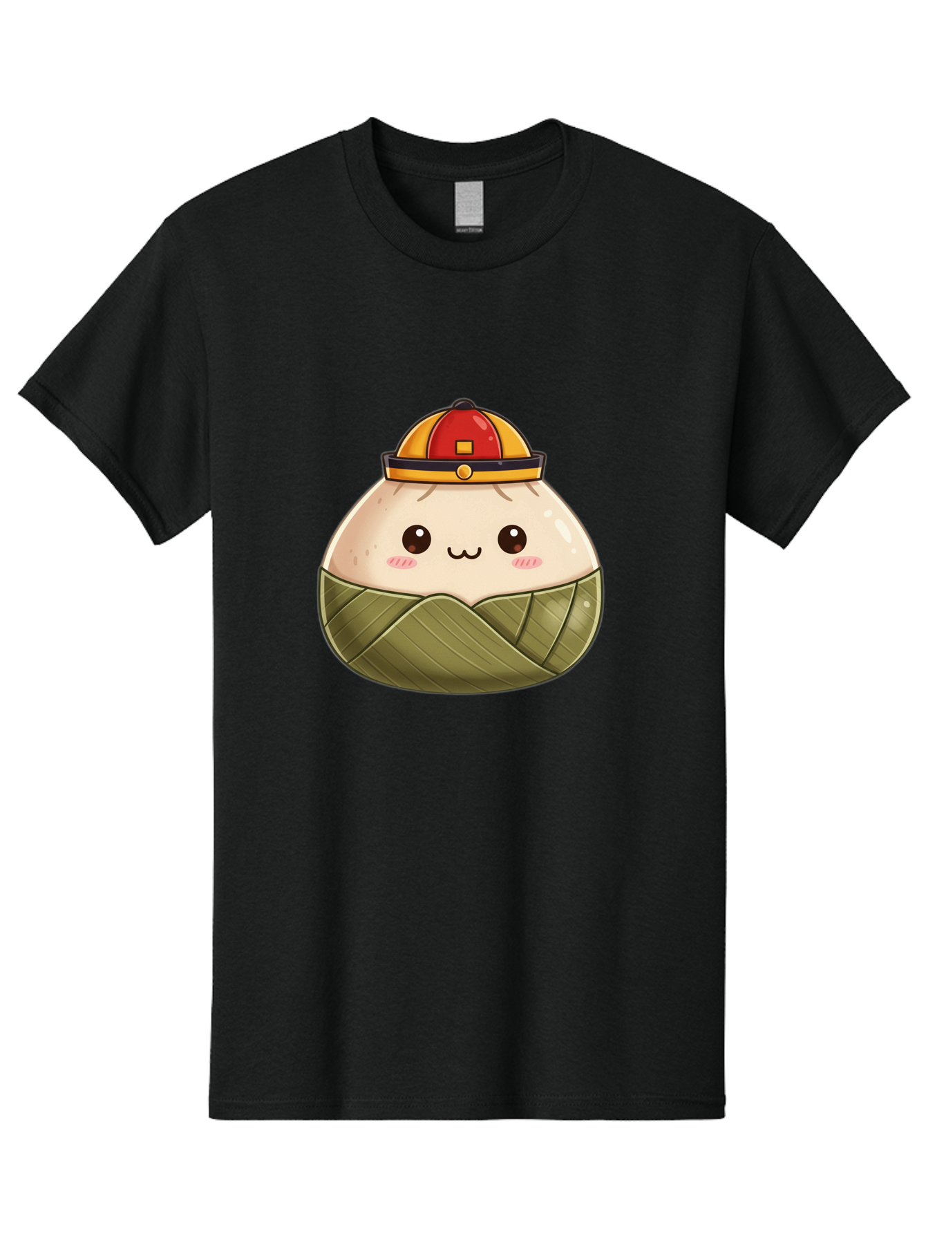 Dumpling-In-Firefighter-Hat Men'S Graphic Tee, 100% Cotton, Comfortable Casual Summer Wear, Machine Washable, Cartoon Baozi, Firefighter Hat, Red And Yellow, Cute Character, Steamed Bun, Kawaii Food, Chinese Cuisine, Adorable Illustration, Baa569