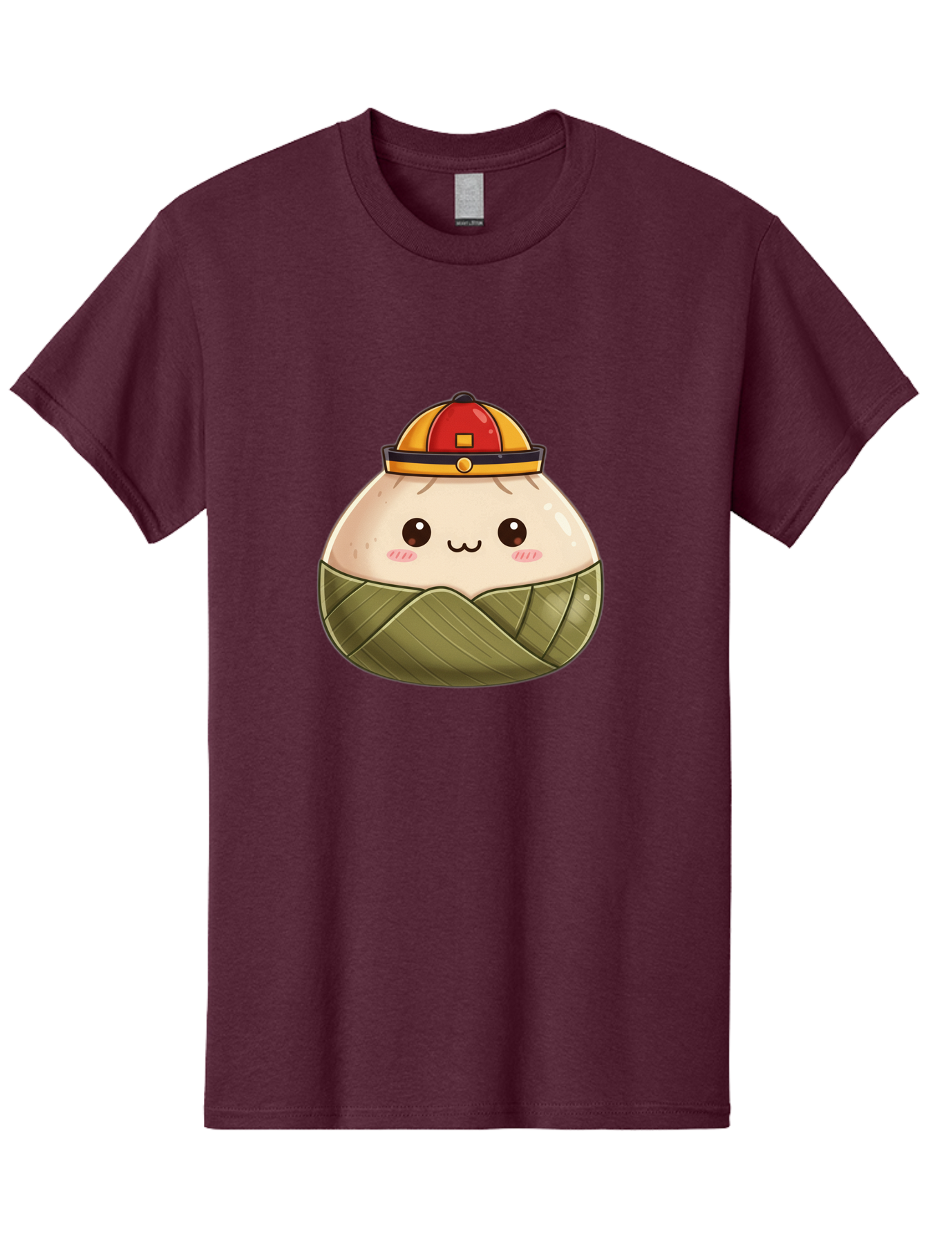 Dumpling-In-Firefighter-Hat Men'S Graphic Tee, 100% Cotton, Comfortable Casual Summer Wear, Machine Washable, Cartoon Baozi, Firefighter Hat, Red And Yellow, Cute Character, Steamed Bun, Kawaii Food, Chinese Cuisine, Adorable Illustration, Baa569