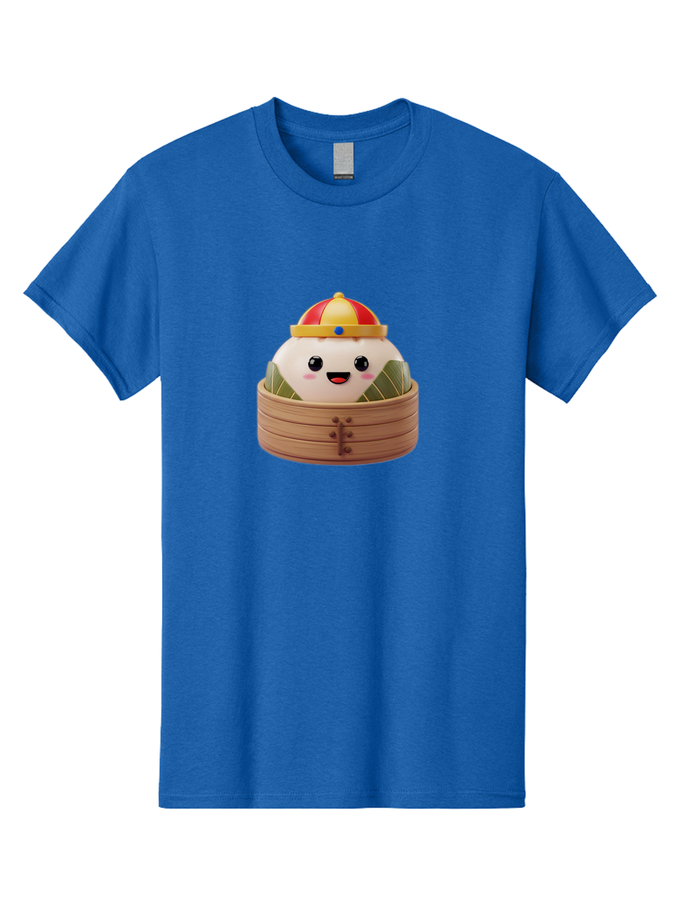 Dumpling-King Men'S Graphic Tee, 100% Cotton, Comfortable Casual Summer Wear, Machine Washable, Cartoon Dumpling, Chinese Cuisine, Steamed Bun, Bamboo Steamer, Happy Face, Kawaii Culture, Foodie Art, Adorable Character, Dumpling King Baa570