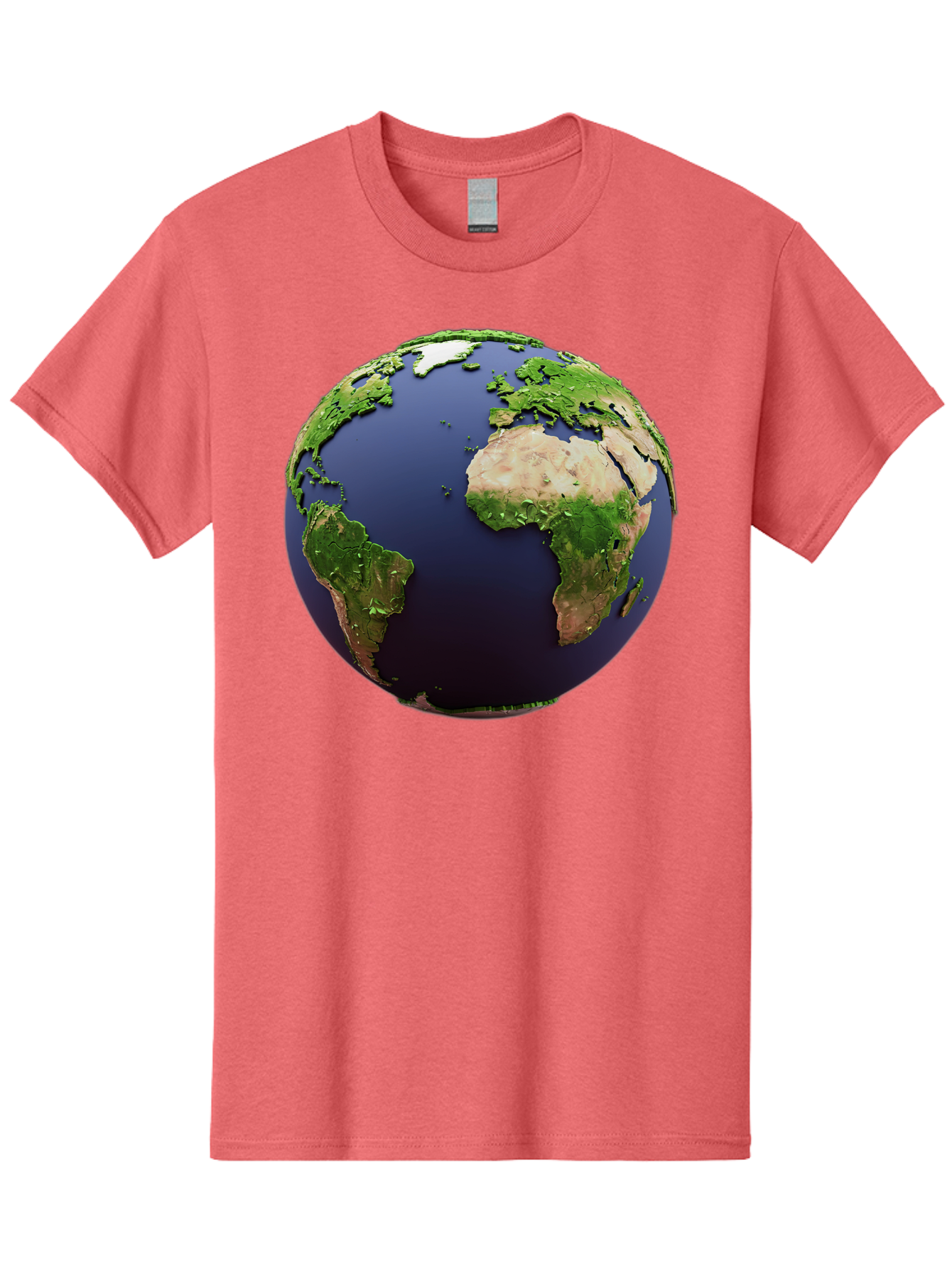 Earth-Globe-1 Men'S Graphic Tee, 100% Cotton, Comfortable Casual Summer Wear, Machine Washable, Globe Showing Africa And South America, 3D Rendering, World Map, Global Geography, Earth From Space, International Perspective, Baa576