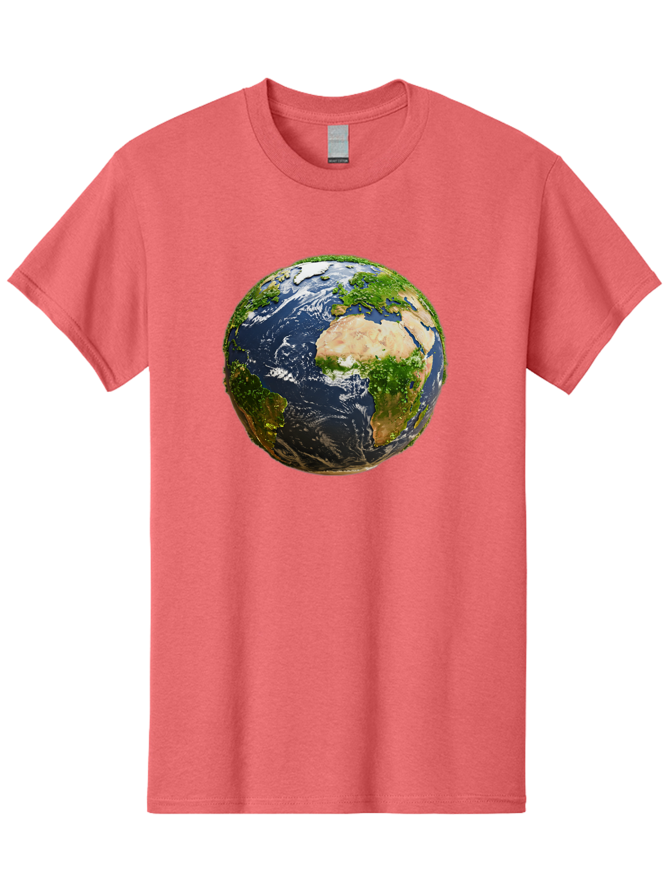 Earth-Globe-3 Men'S Graphic Tee, 100% Cotton, Comfortable Casual Summer Wear, Machine Washable, Globe, Earth From Space, World Map, Africa, Europe, Atlantic Ocean, Natural Beauty, Diverse Geography, Global Unity, Planet Earth Imagery, Baa578